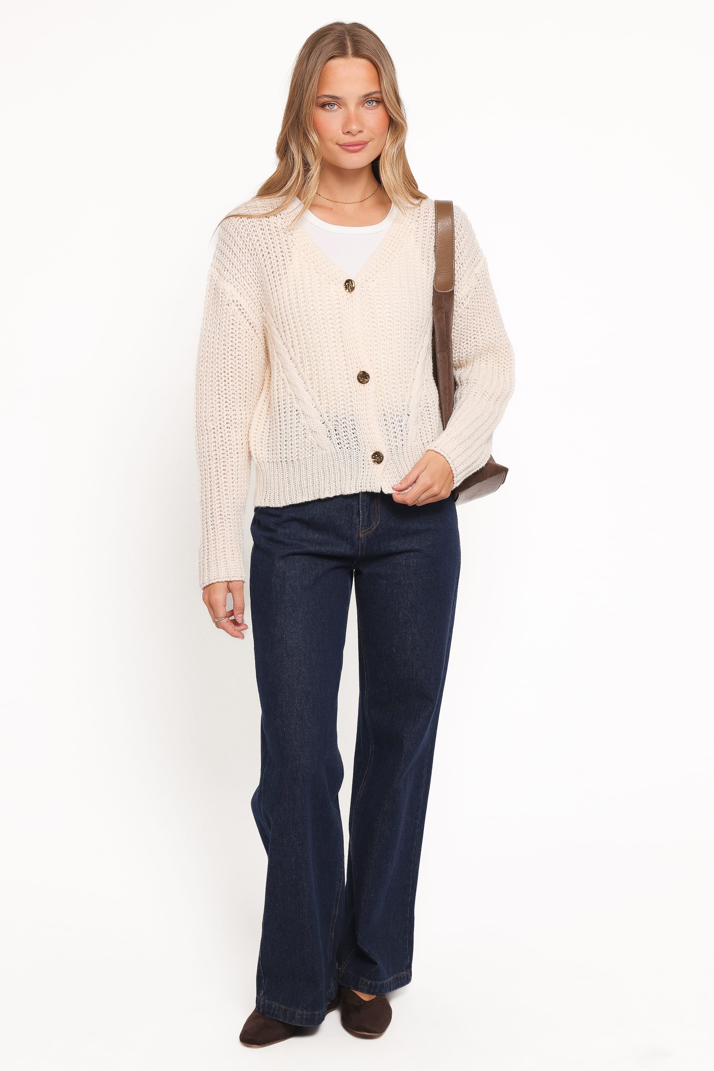 Petal and Pup USA KNITWEAR Henderson Thick Knit Cardigan - Cream