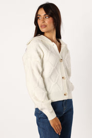 Petal and Pup USA KNITWEAR Holland Button Front Cardigan - White