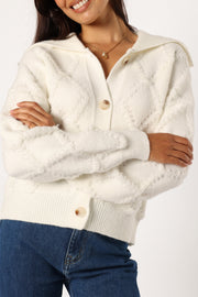 Petal and Pup USA KNITWEAR Holland Button Front Cardigan - White