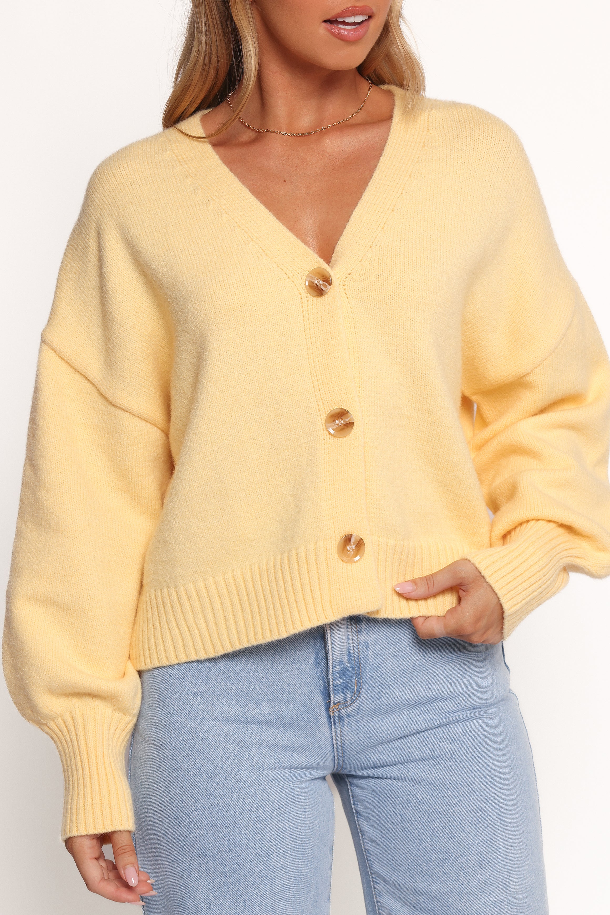 Petal and Pup USA KNITWEAR Isabel Button Front Cardigan - Yellow (Hold for Rack)