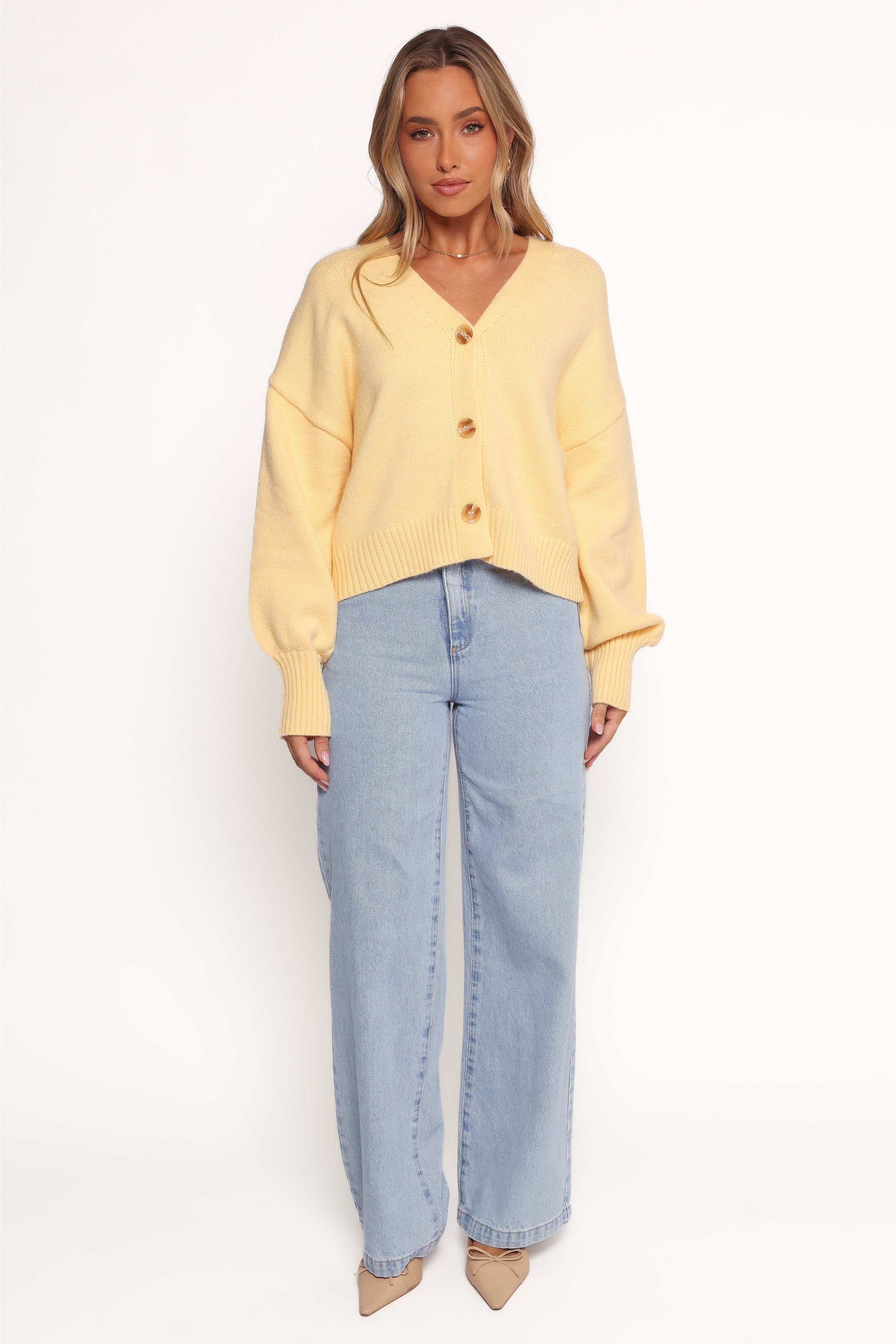 Petal and Pup USA KNITWEAR Isabel Button Front Cardigan - Yellow (Hold for Rack)