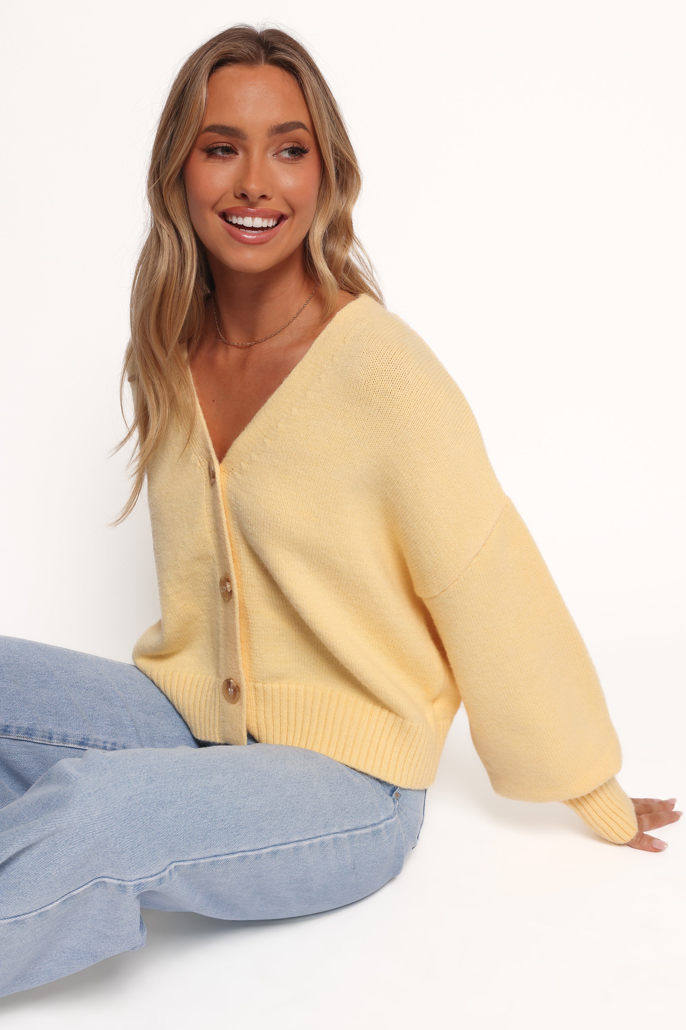Petal and Pup USA KNITWEAR Isabel Button Front Cardigan - Yellow (Hold for Rack)