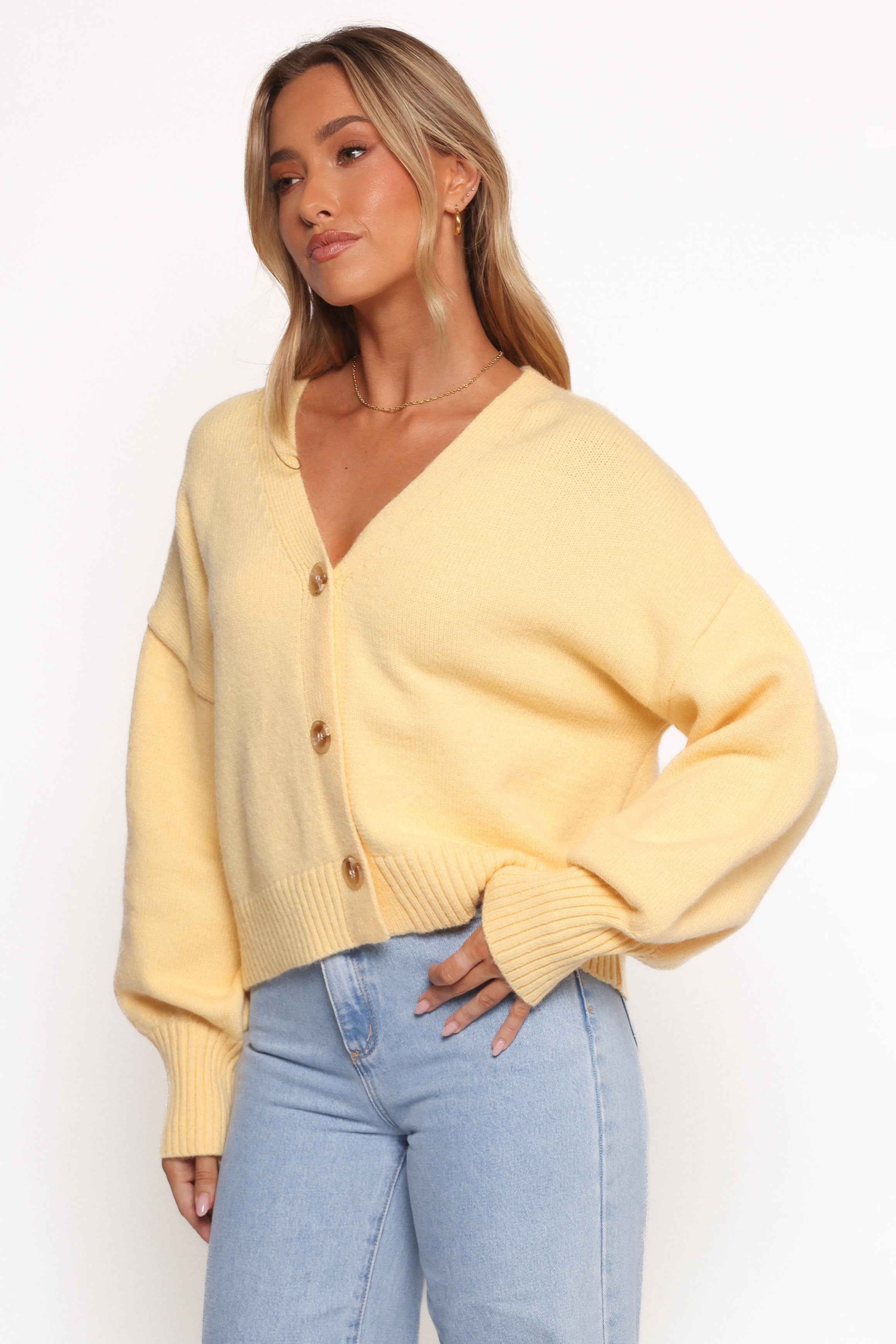 Petal and Pup USA KNITWEAR Isabel Button Front Cardigan - Yellow (Hold for Rack)