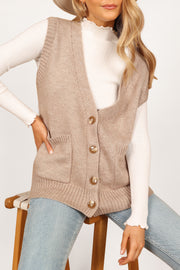 Petal and Pup USA KNITWEAR Jackie Knit Sweater Vest - Camel