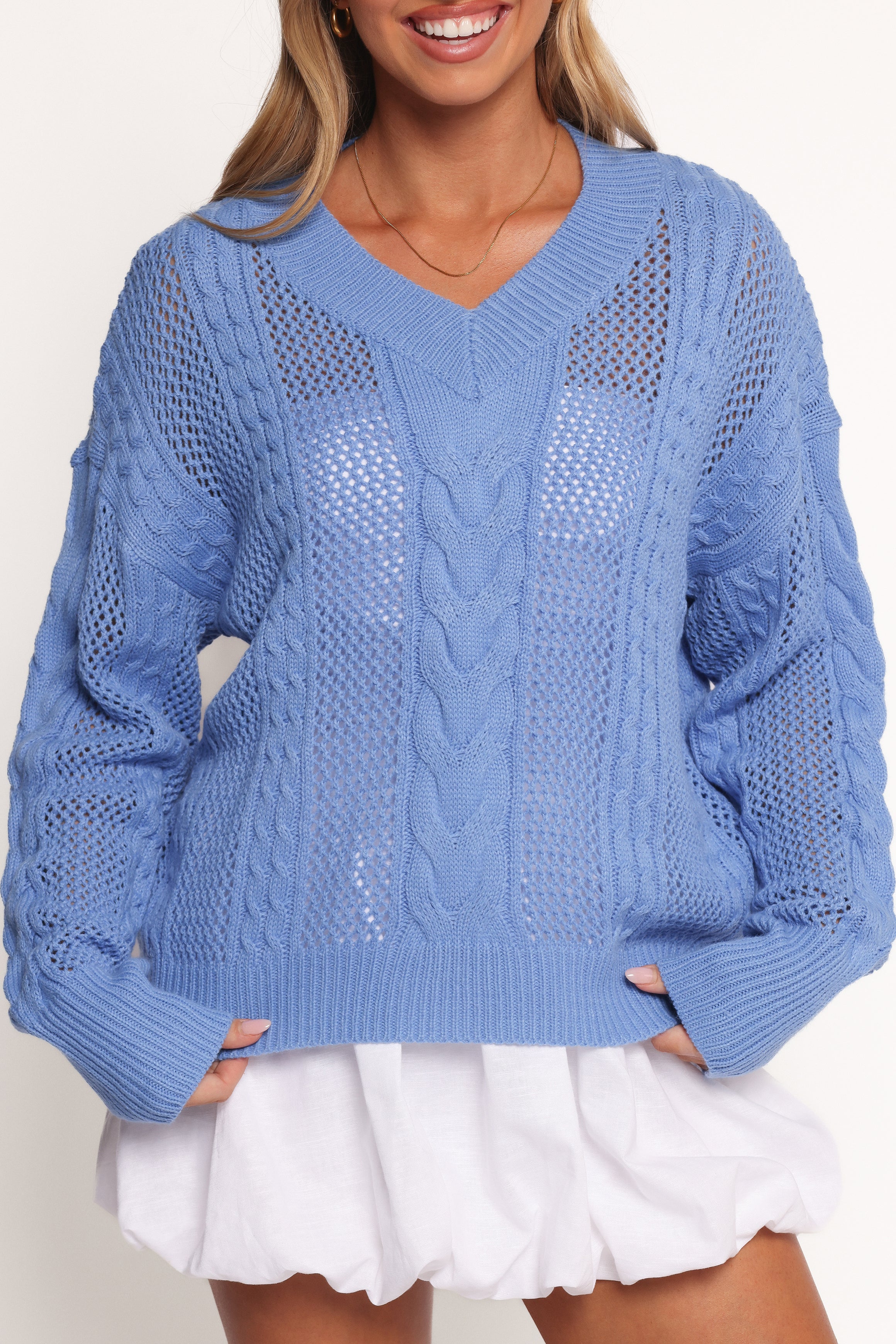 Petal and Pup USA KNITWEAR Janie Knit Sweater - Blue
