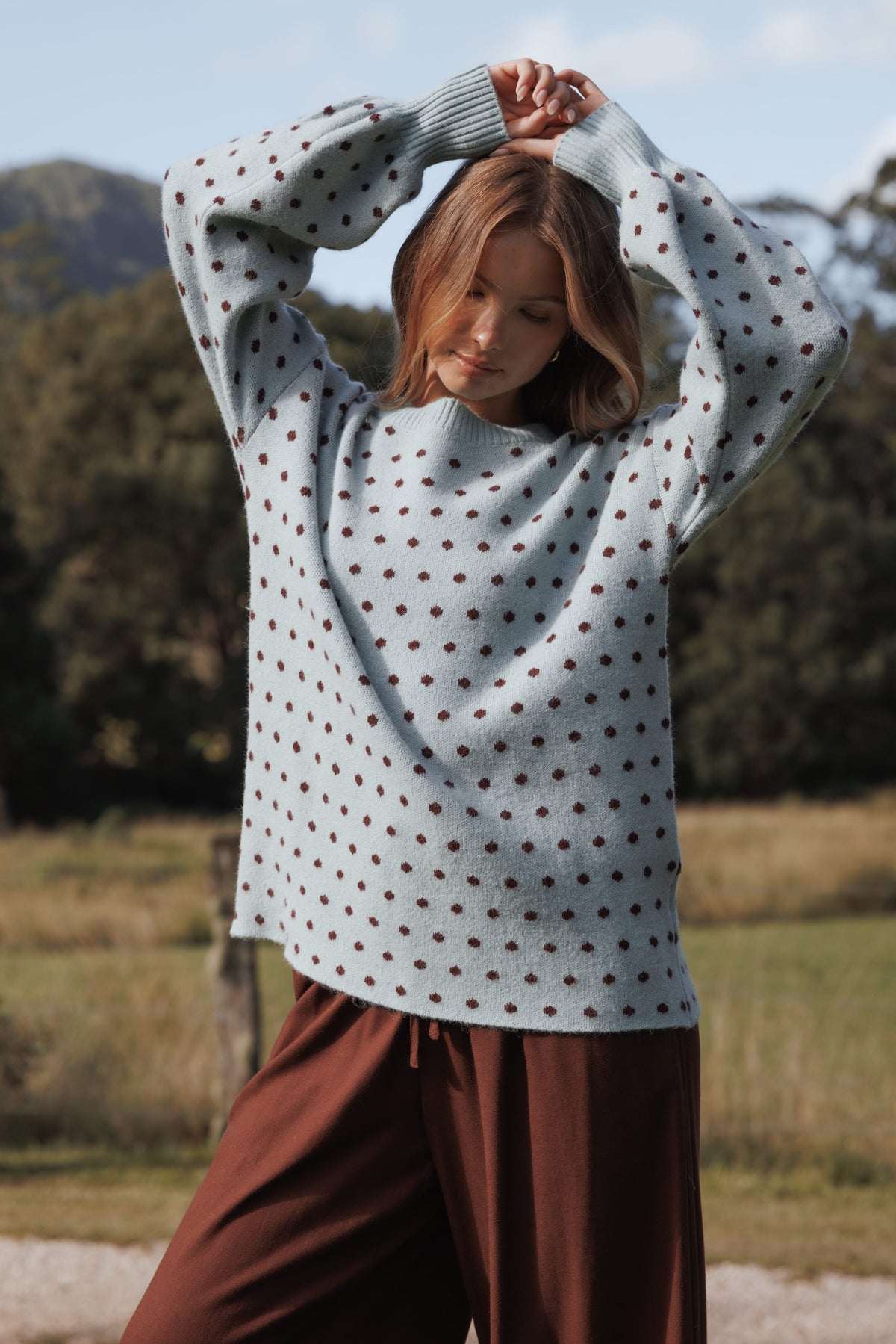Petal and Pup USA KNITWEAR Jax Knit Sweater - Blue Polka Dot