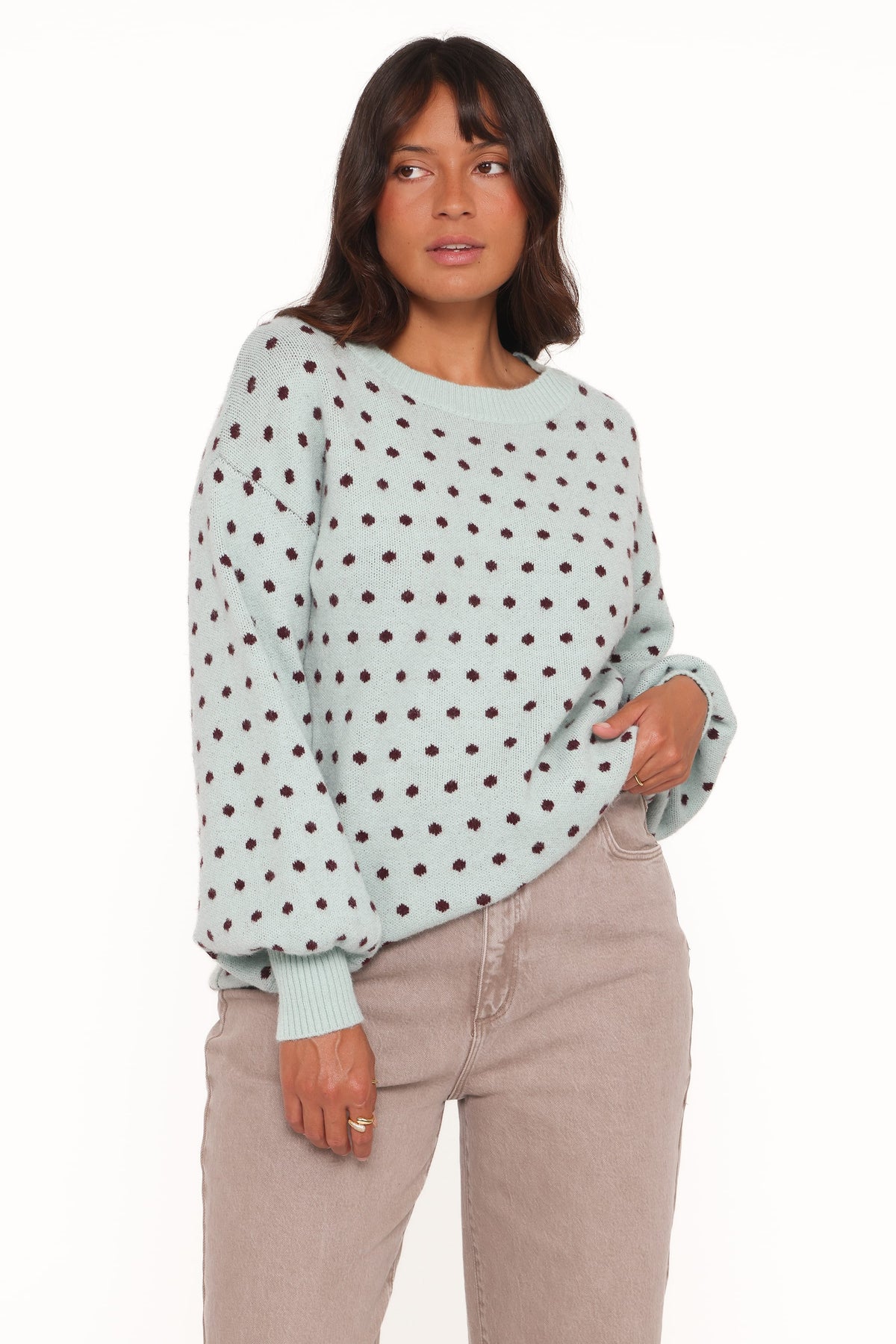 Petal and Pup USA KNITWEAR Jax Knit Sweater - Blue Polka Dot