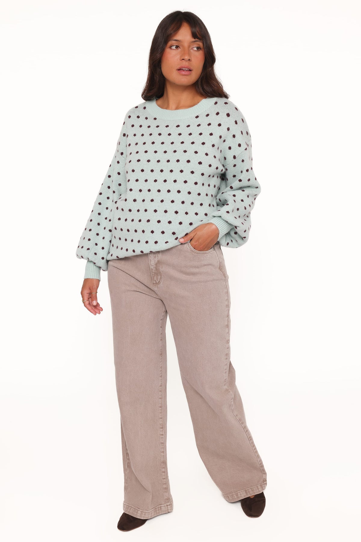 Petal and Pup USA KNITWEAR Jax Knit Sweater - Blue Polka Dot