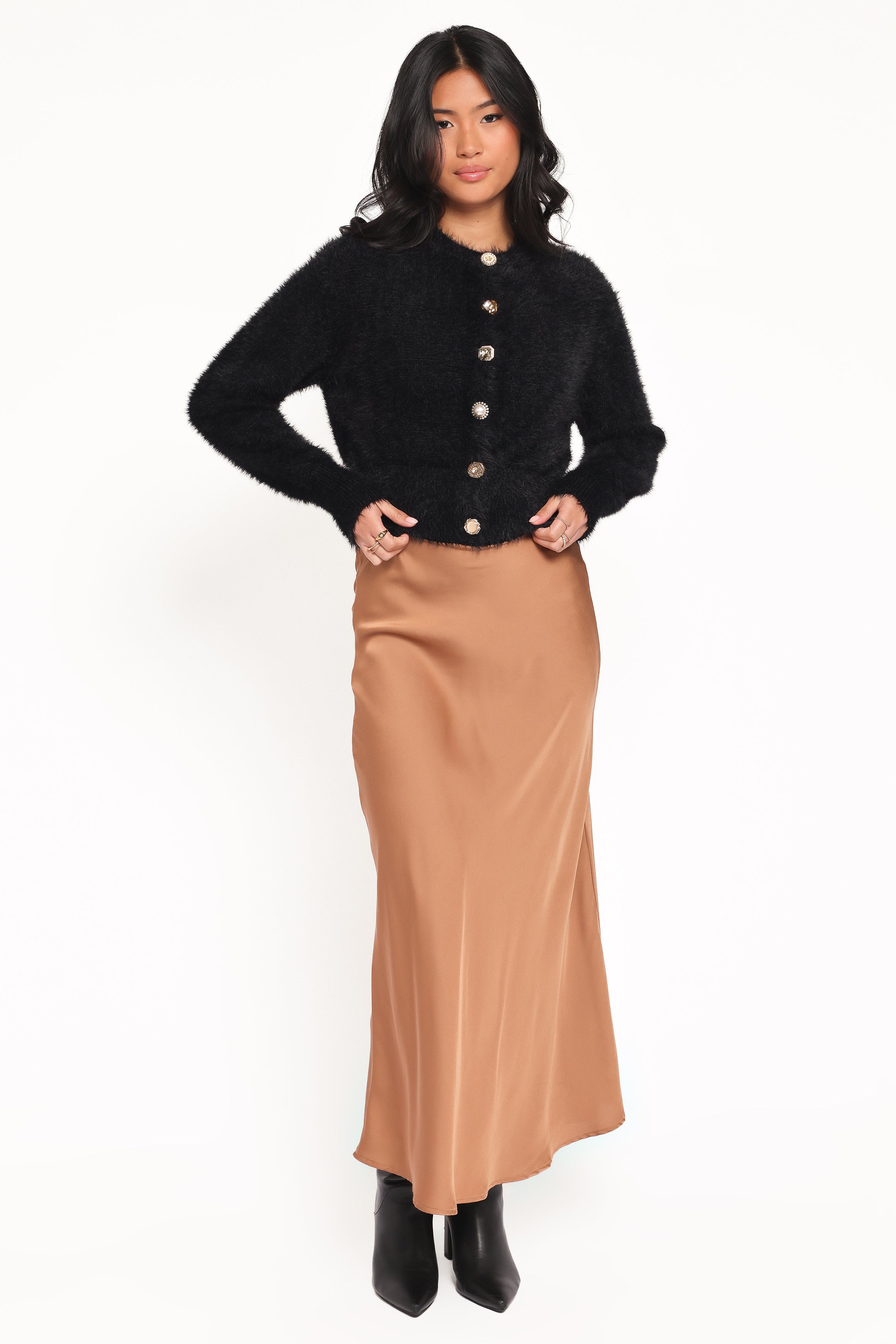 Petal and Pup USA KNITWEAR Jintie Vintage Button Cardigan - Black