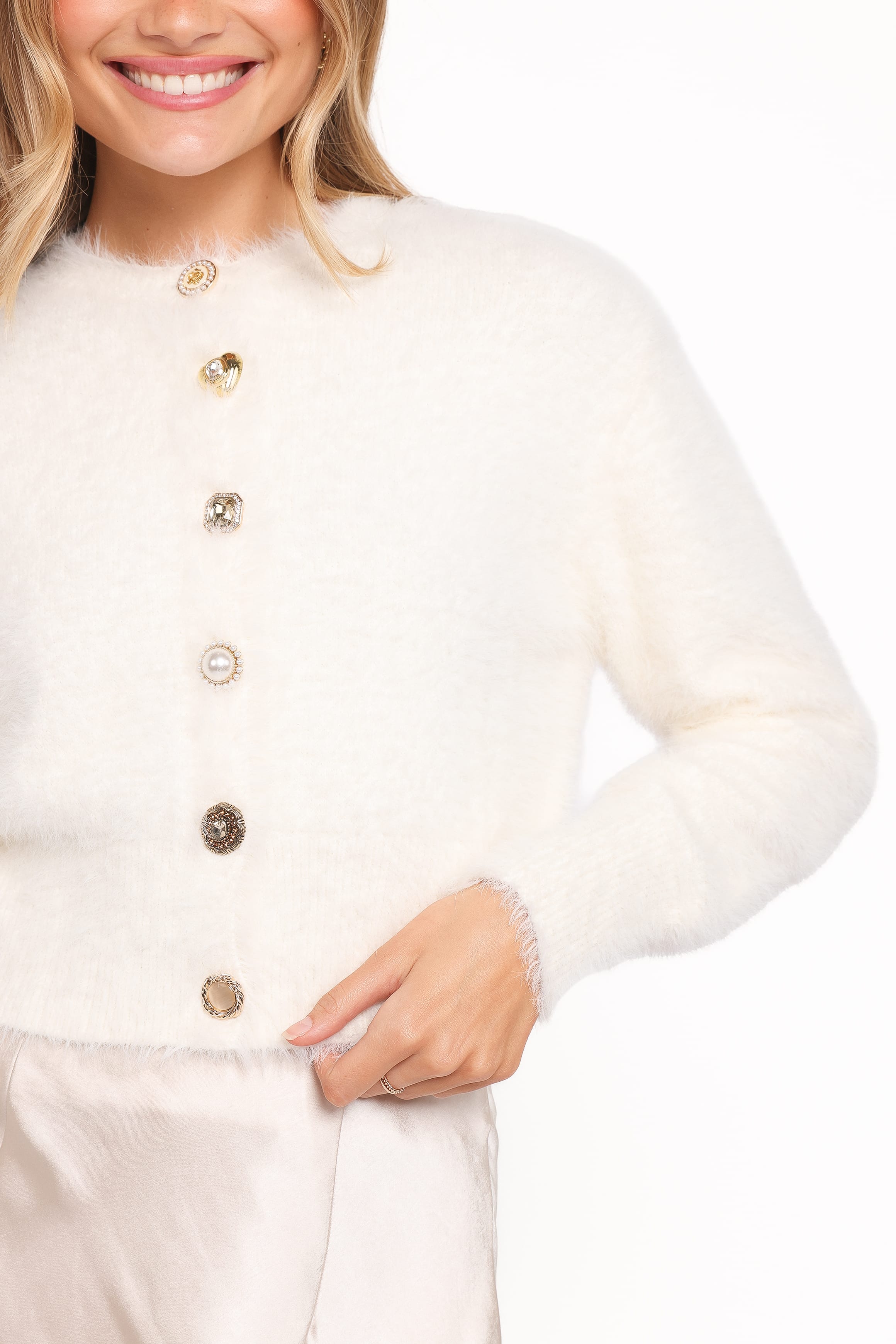 Petal and Pup USA KNITWEAR Jintie Vintage Button Cardigan - Cream