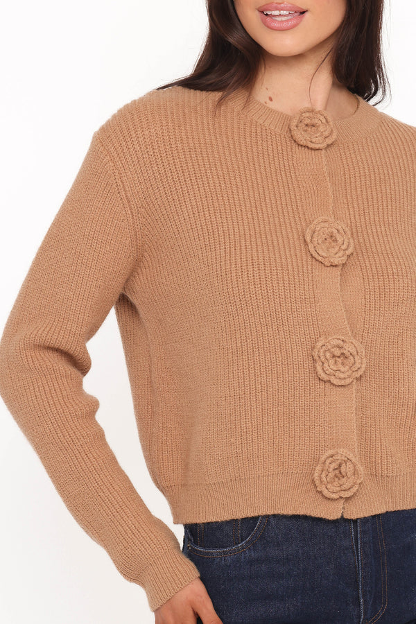 Petal and Pup USA KNITWEAR Jones Rosette Cardigan - Mocha