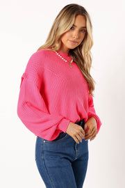 Petal and Pup USA KNITWEAR Juniper Knit Sweater - Bright Pink