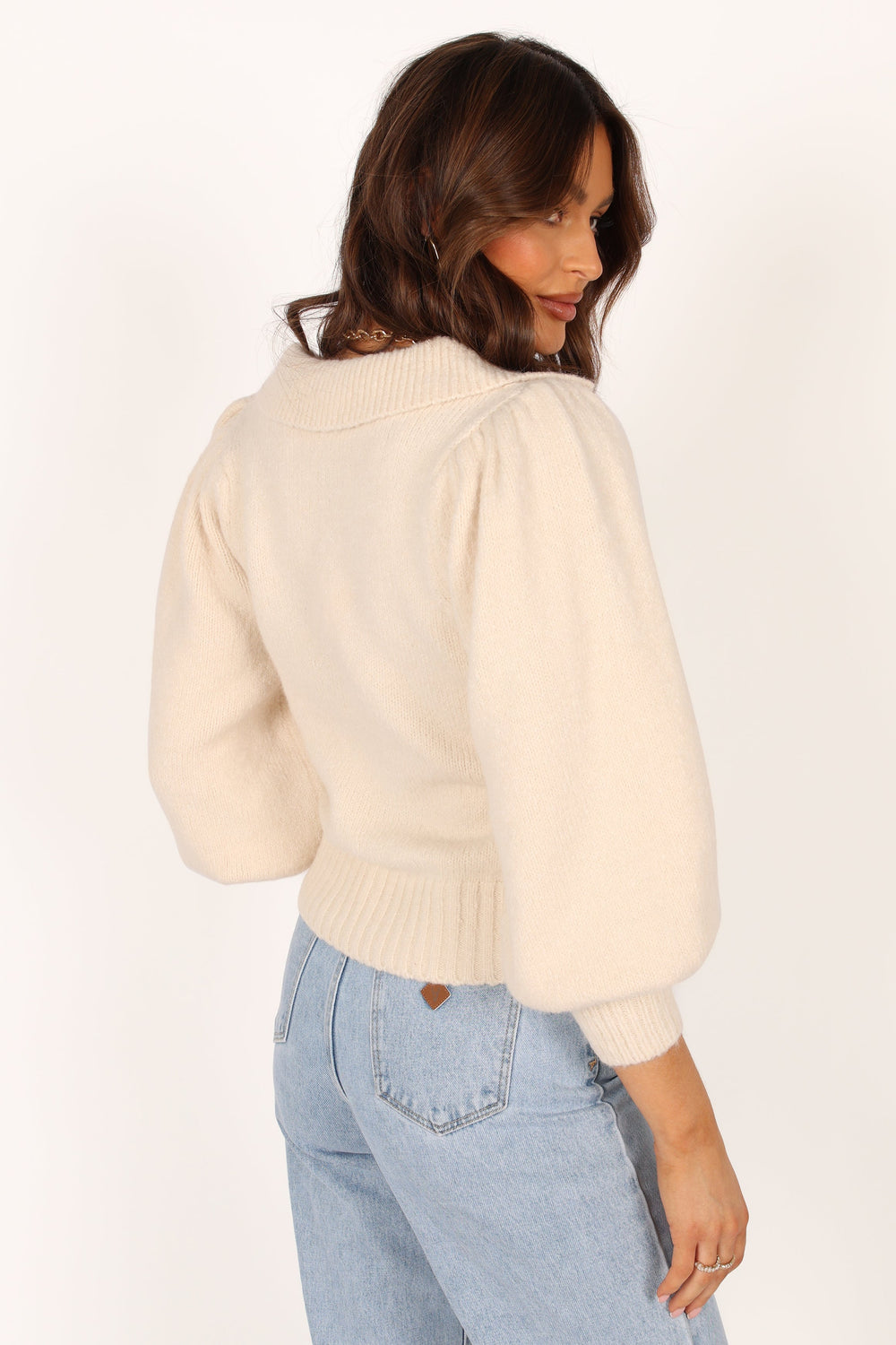 Petal and Pup USA KNITWEAR Kahlani Button Front Knit Sweater - Cream