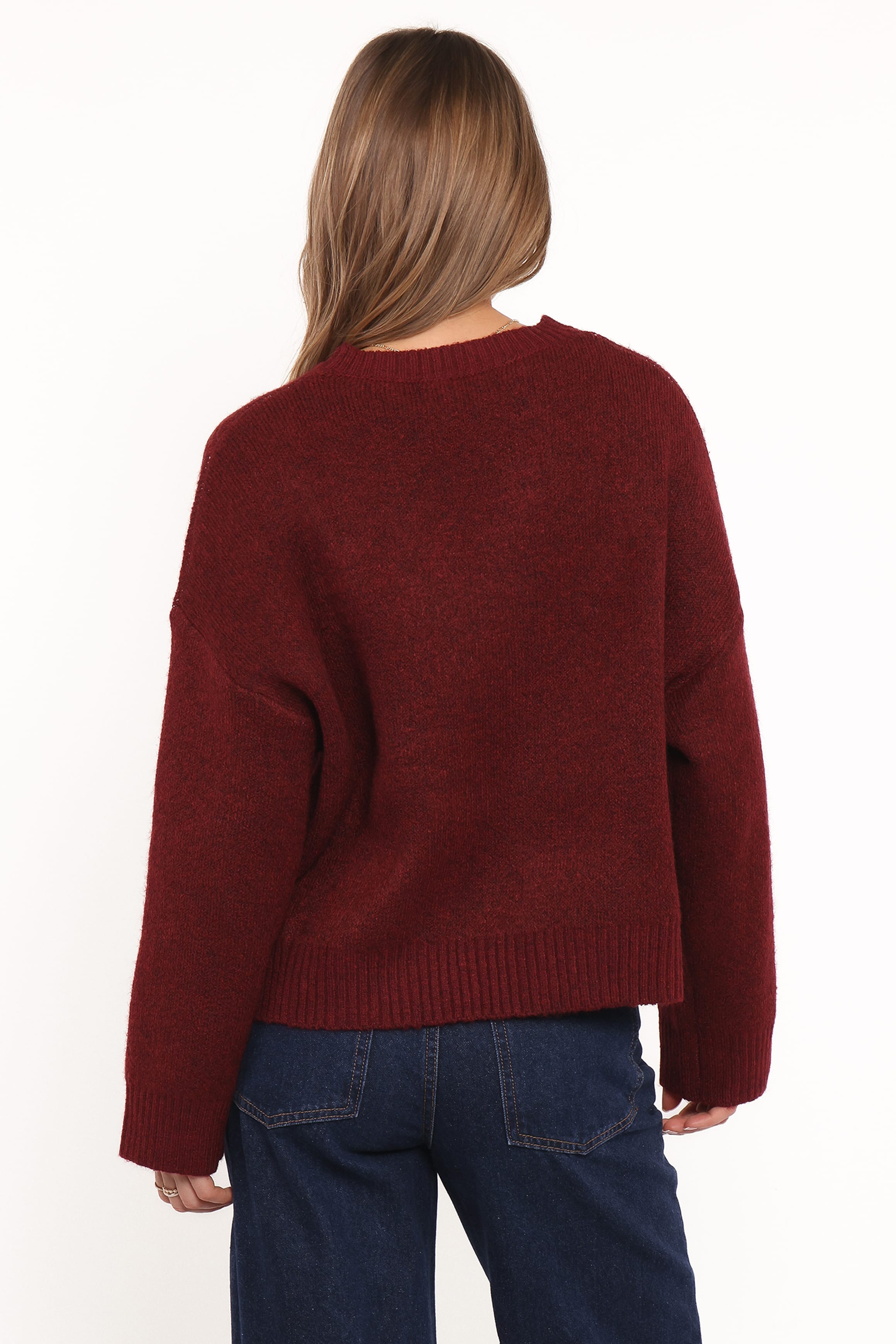 Petal and Pup USA KNITWEAR Kaori Bow Sweater - Burgundy