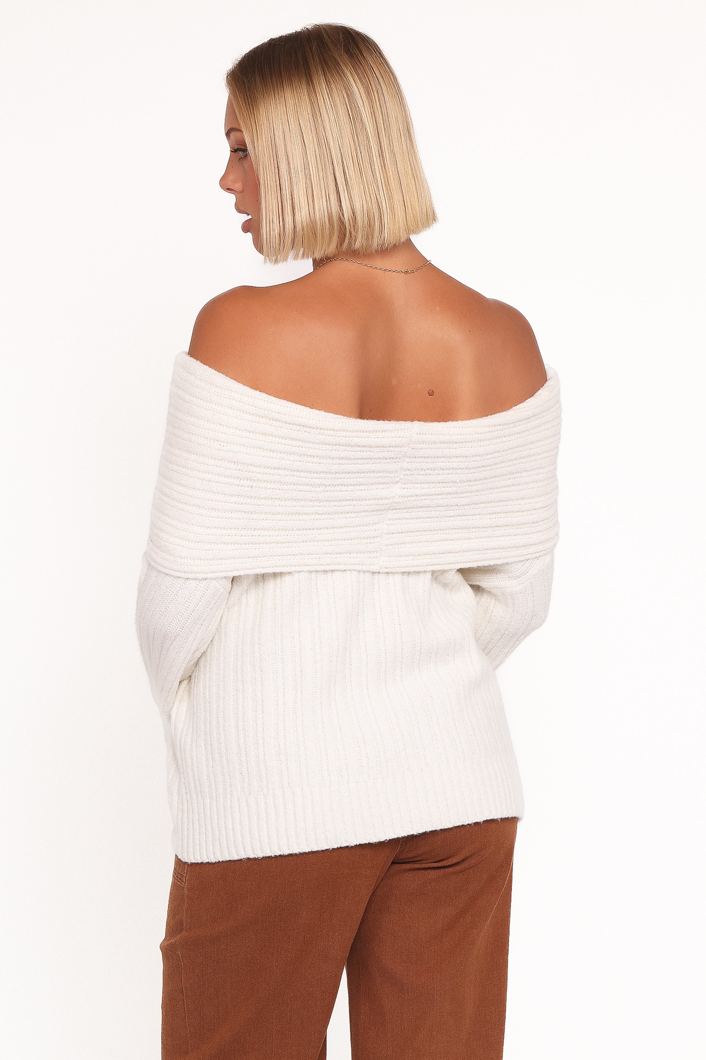 Petal and Pup USA KNITWEAR Kenny Off Shoulder Knit Sweater - Cream