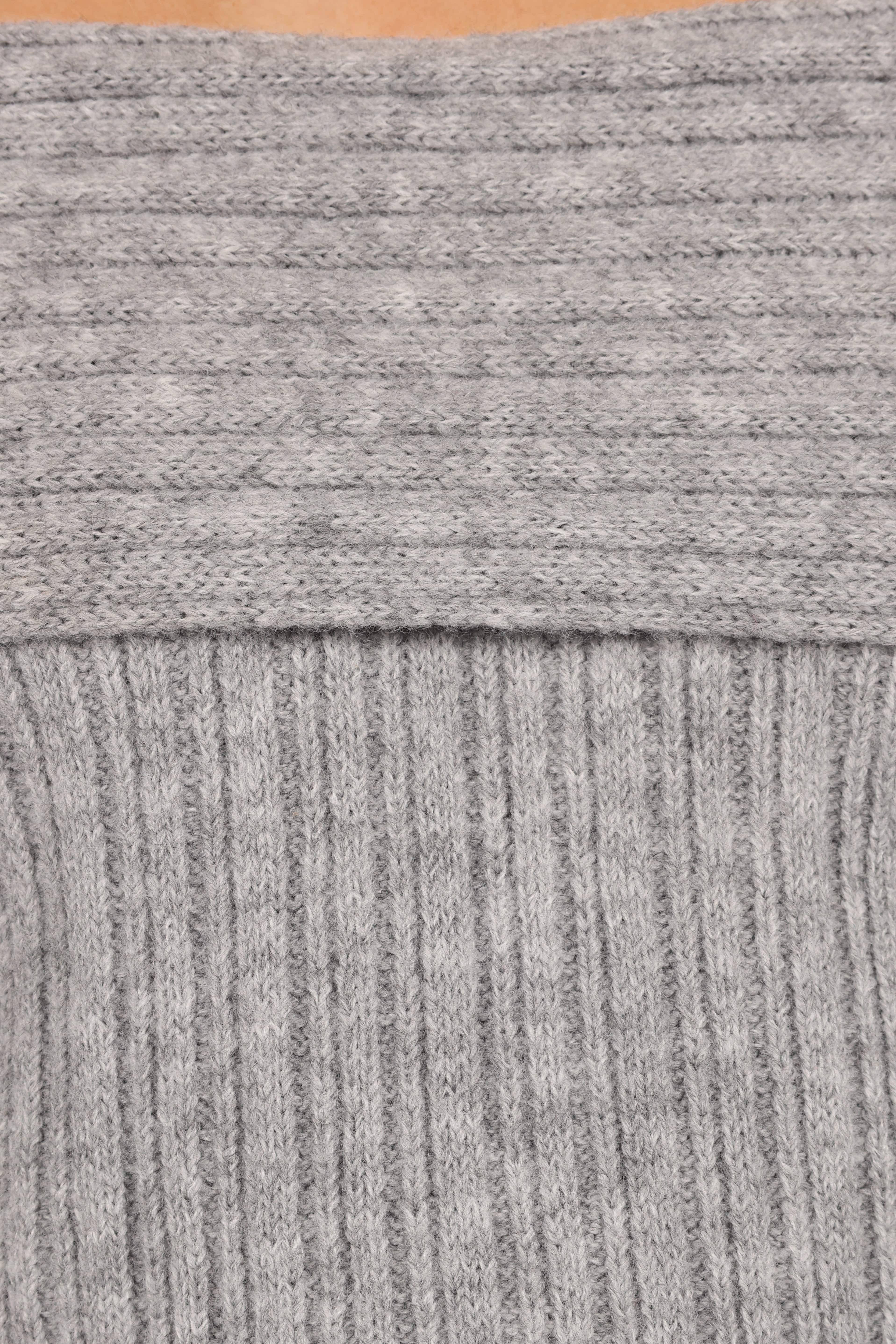 Kenny Off Shoulder Knit Sweater - Grey | Petal & Pup USA