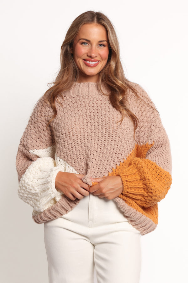 Petal and Pup USA KNITWEAR Koda Pattern Knit Sweater - Beige Multi