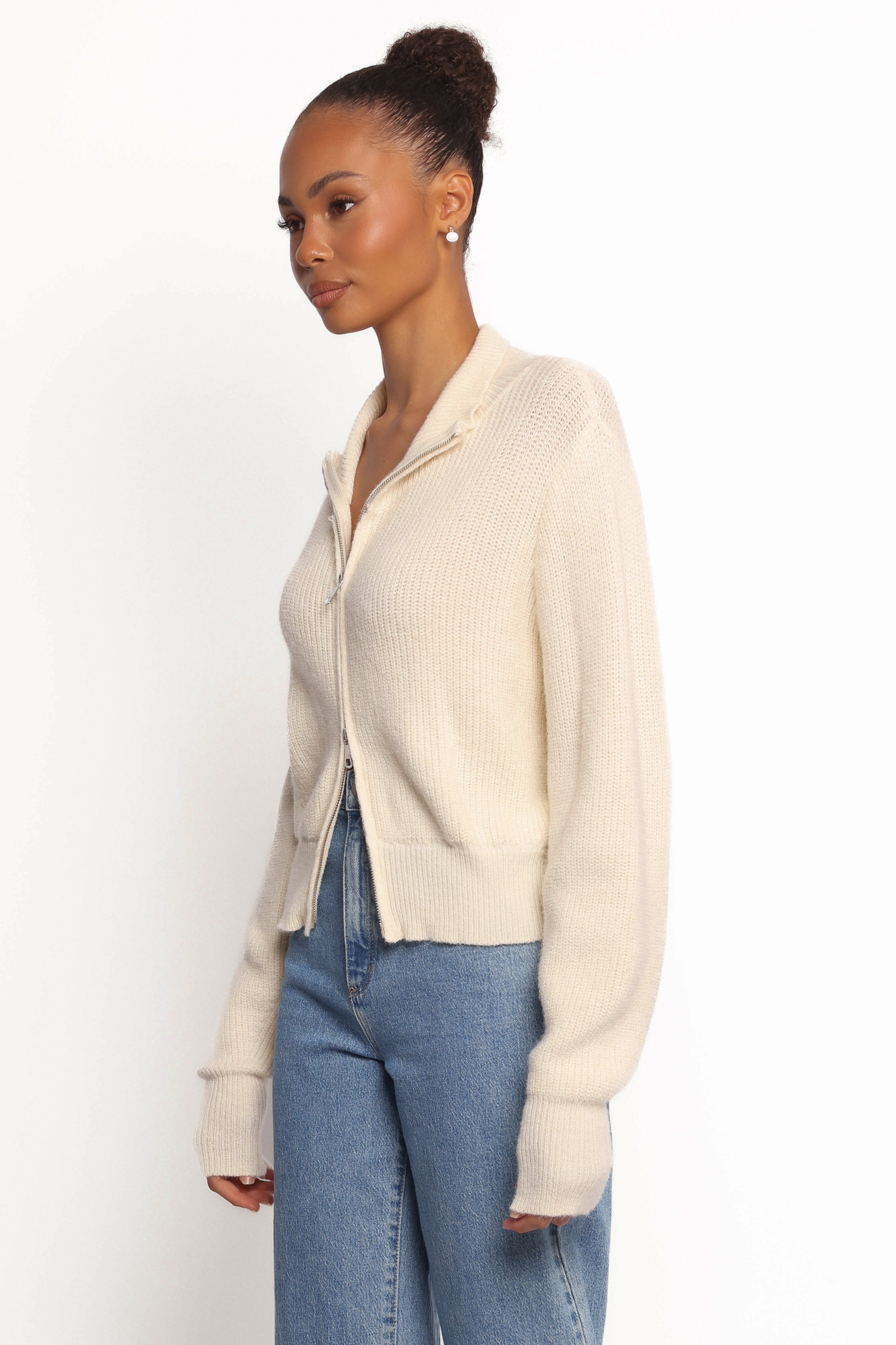 Kourtney Zip Cardigan - Cream