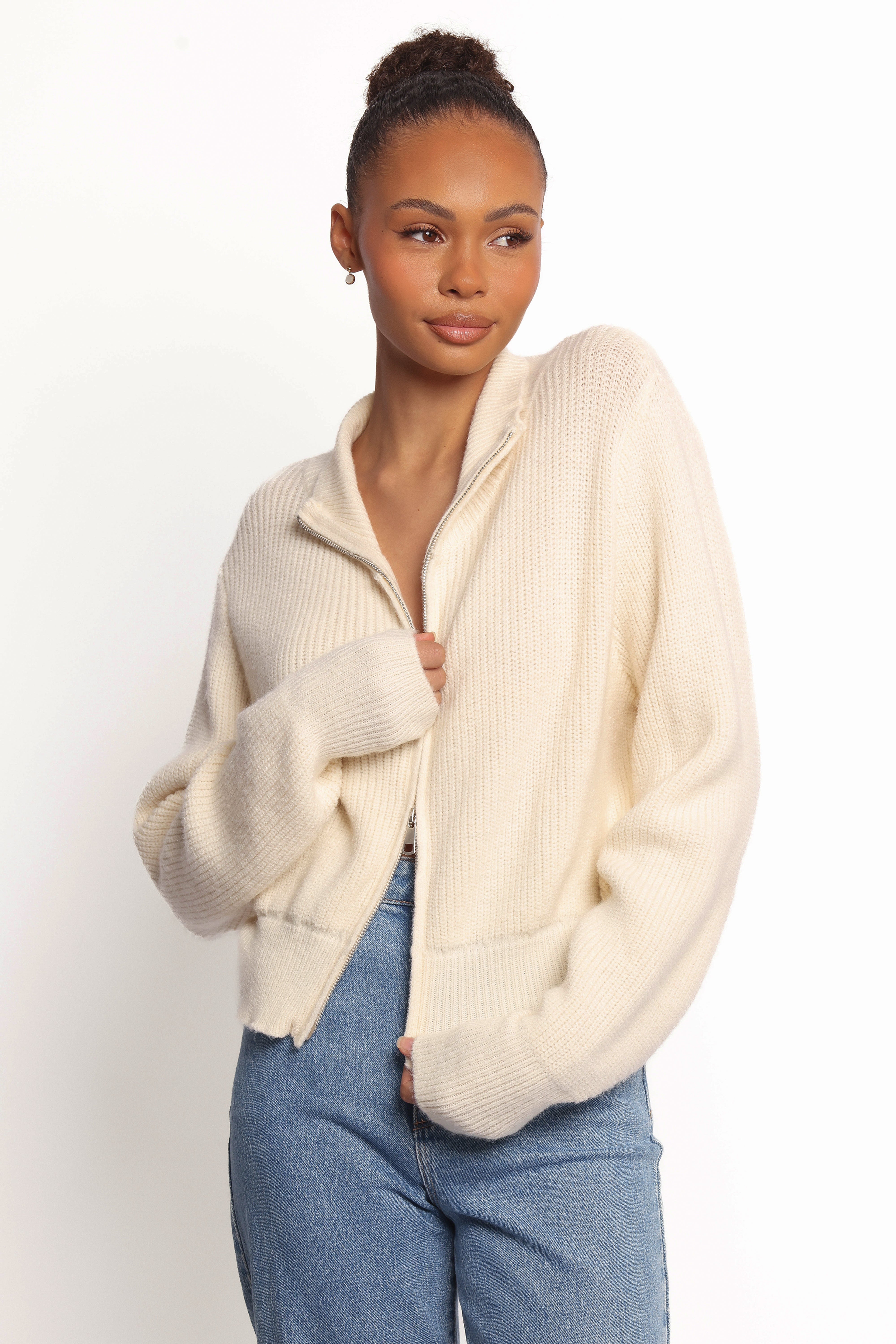 Kourtney Zip Cardigan - Cream
