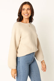 Petal and Pup USA KNITWEAR Lakelyn Textured Knit Sweater - Beige