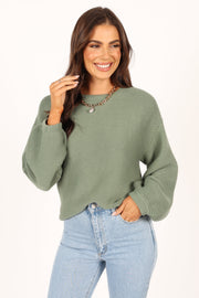 Petal and Pup USA KNITWEAR Lakelyn Textured Knit Sweater - Khaki
