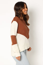 Petal and Pup USA KNITWEAR Lauryn Knit Sweater - Ivory/Camel