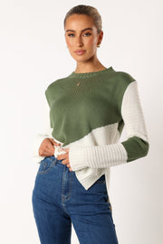Petal and Pup USA KNITWEAR Lauryn Knit Sweater - Ivory/Olive