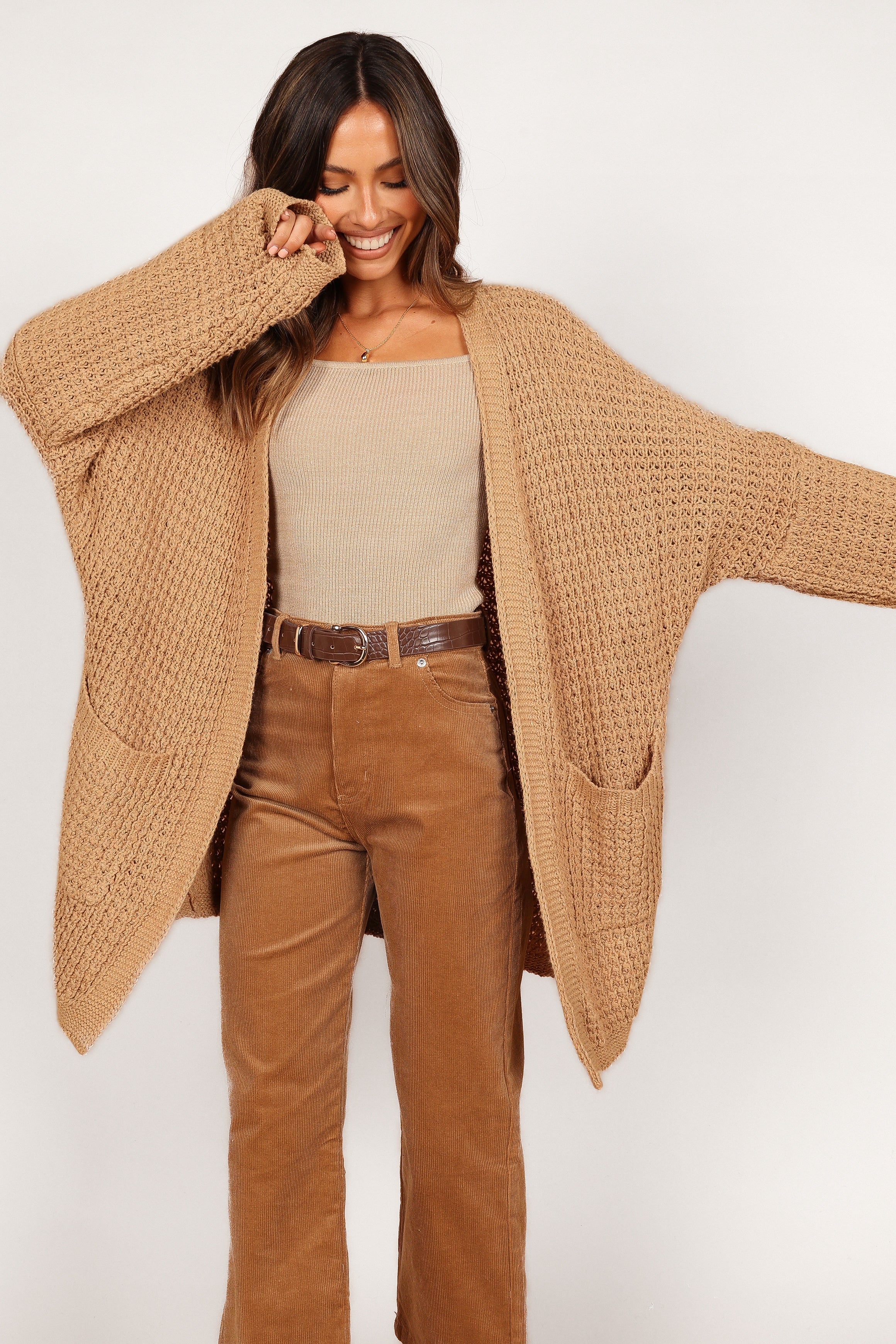 Petal and Pup USA KNITWEAR Leyonie Cardigan - Tan