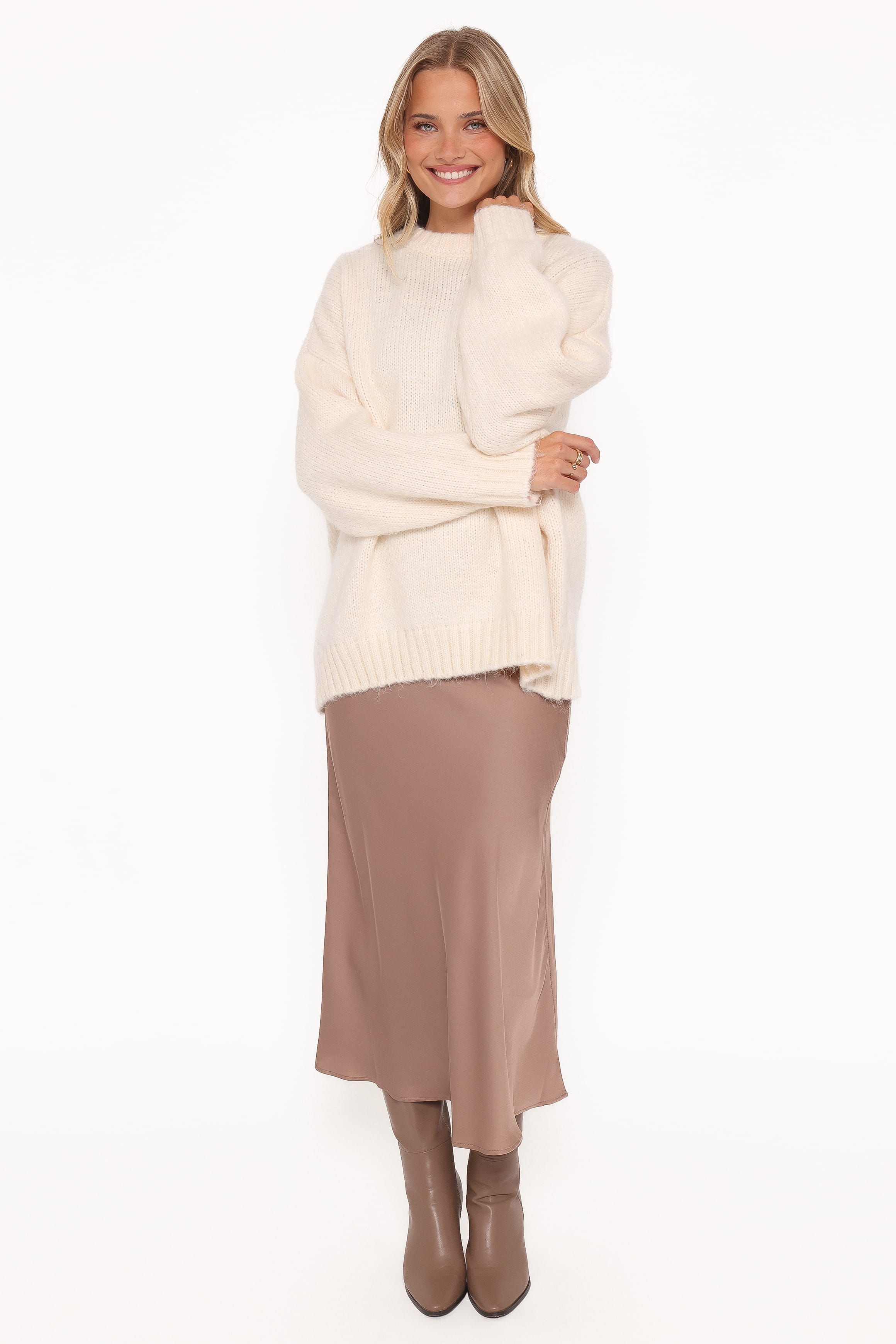 Petal and Pup USA KNITWEAR Lloyd Oversized Crew Knit Sweater - Cream