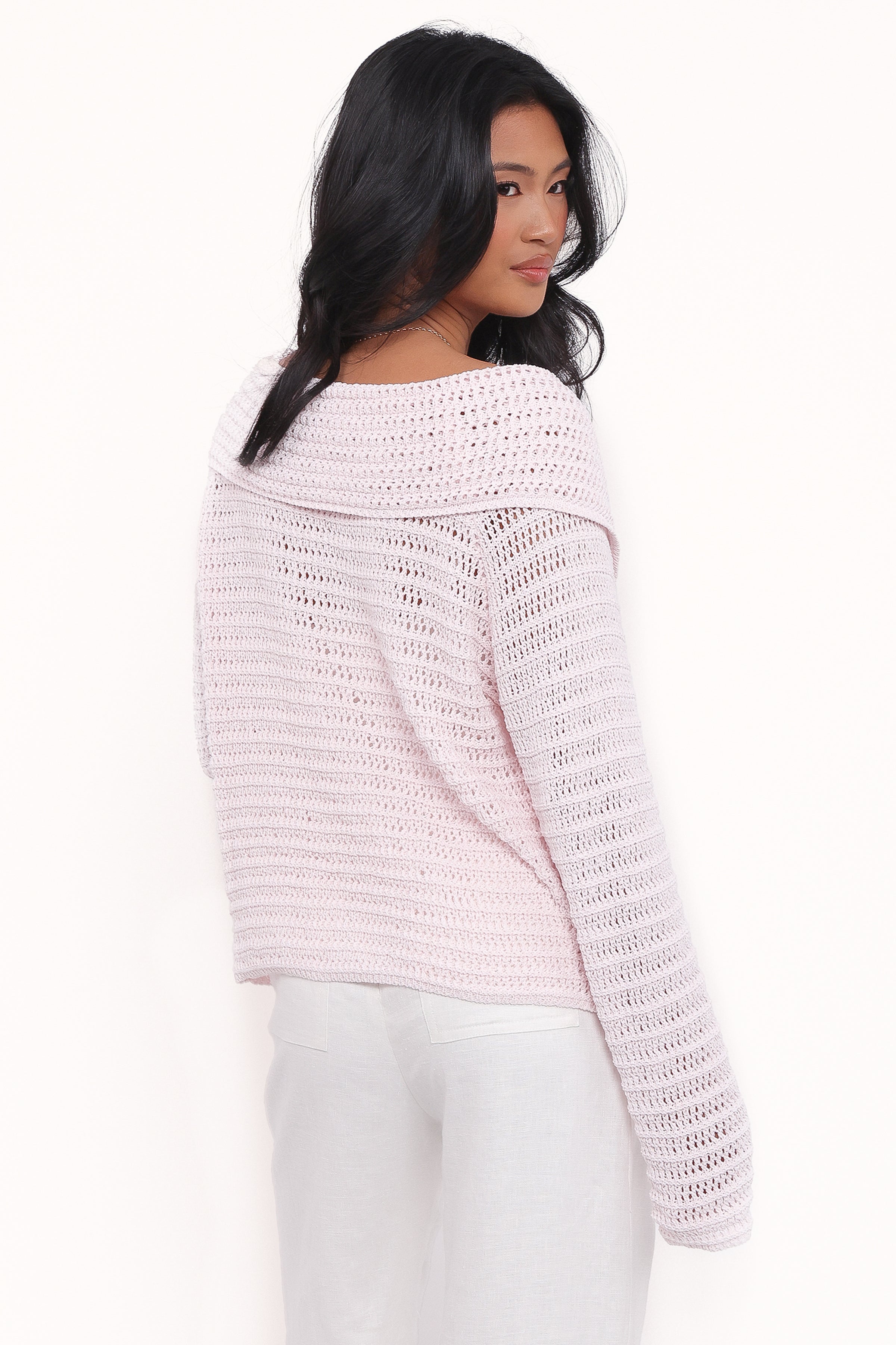 Petal and Pup USA KNITWEAR Lyra Large Collar Cardigan - Pale Pink