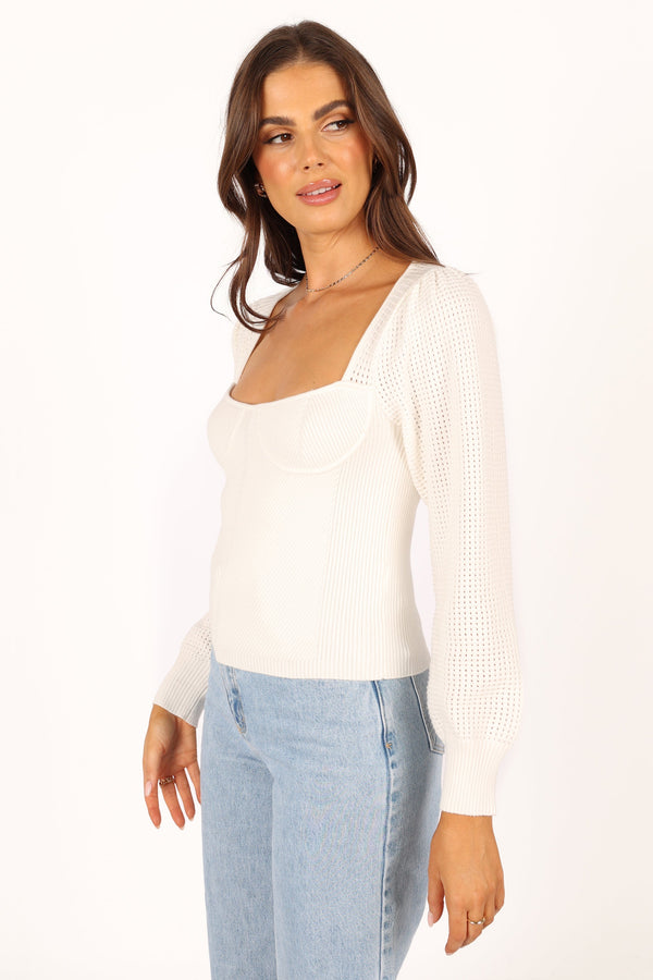 Petal and Pup USA KNITWEAR Madalyn Knit Sweater - White