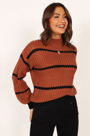 Petal and Pup USA Knitwear Magdalena Striped Knit Sweater - Brown