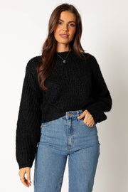 Petal and Pup USA KNITWEAR Magnolia Shimmer Knit Sweater - Black