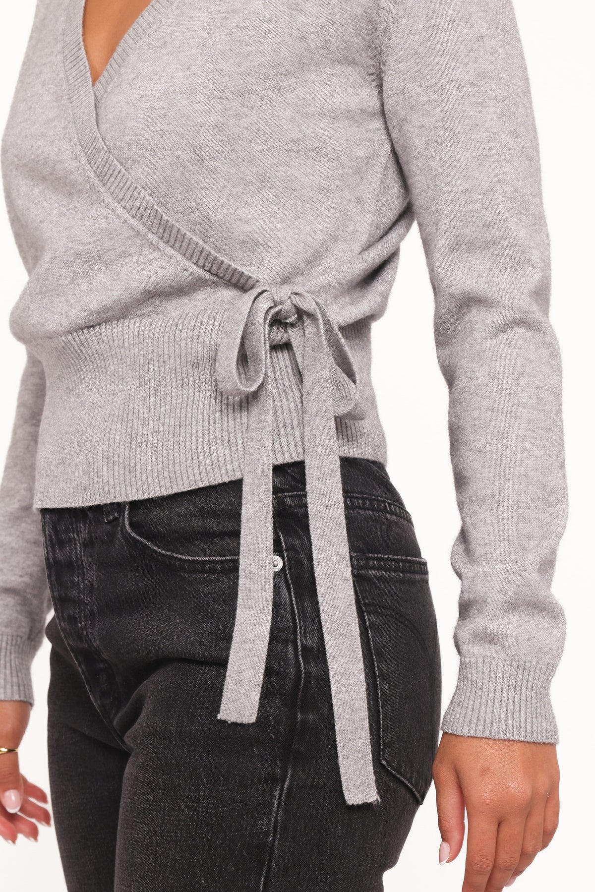 Petal and Pup USA KNITWEAR Marshall Wrap Knit Sweater - Grey