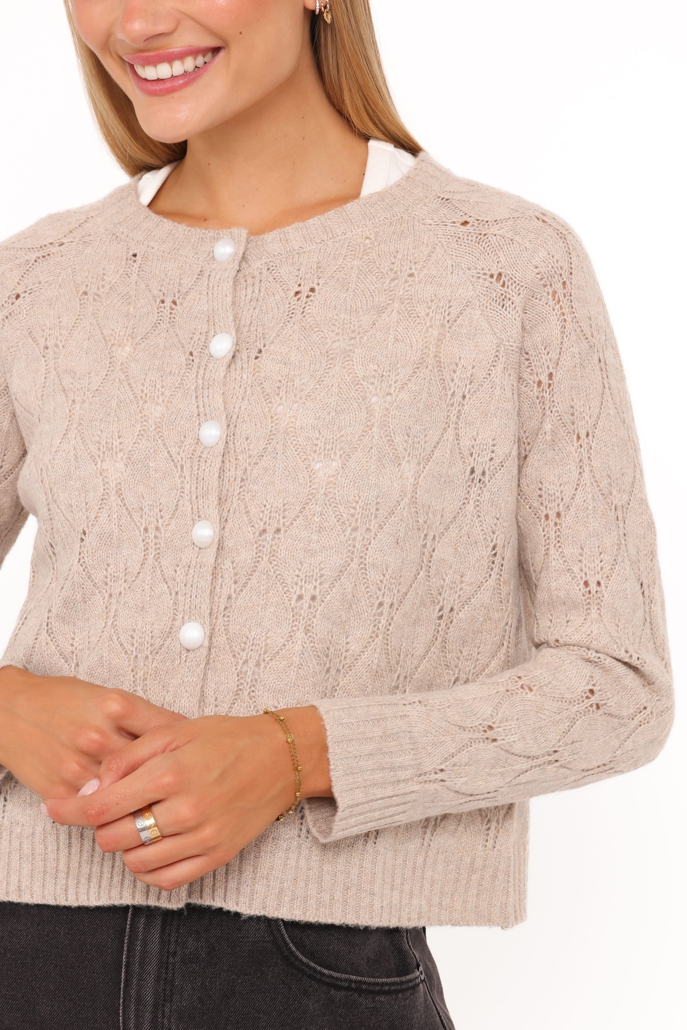 Petal and Pup USA KNITWEAR Mattie Cardigan - Beige