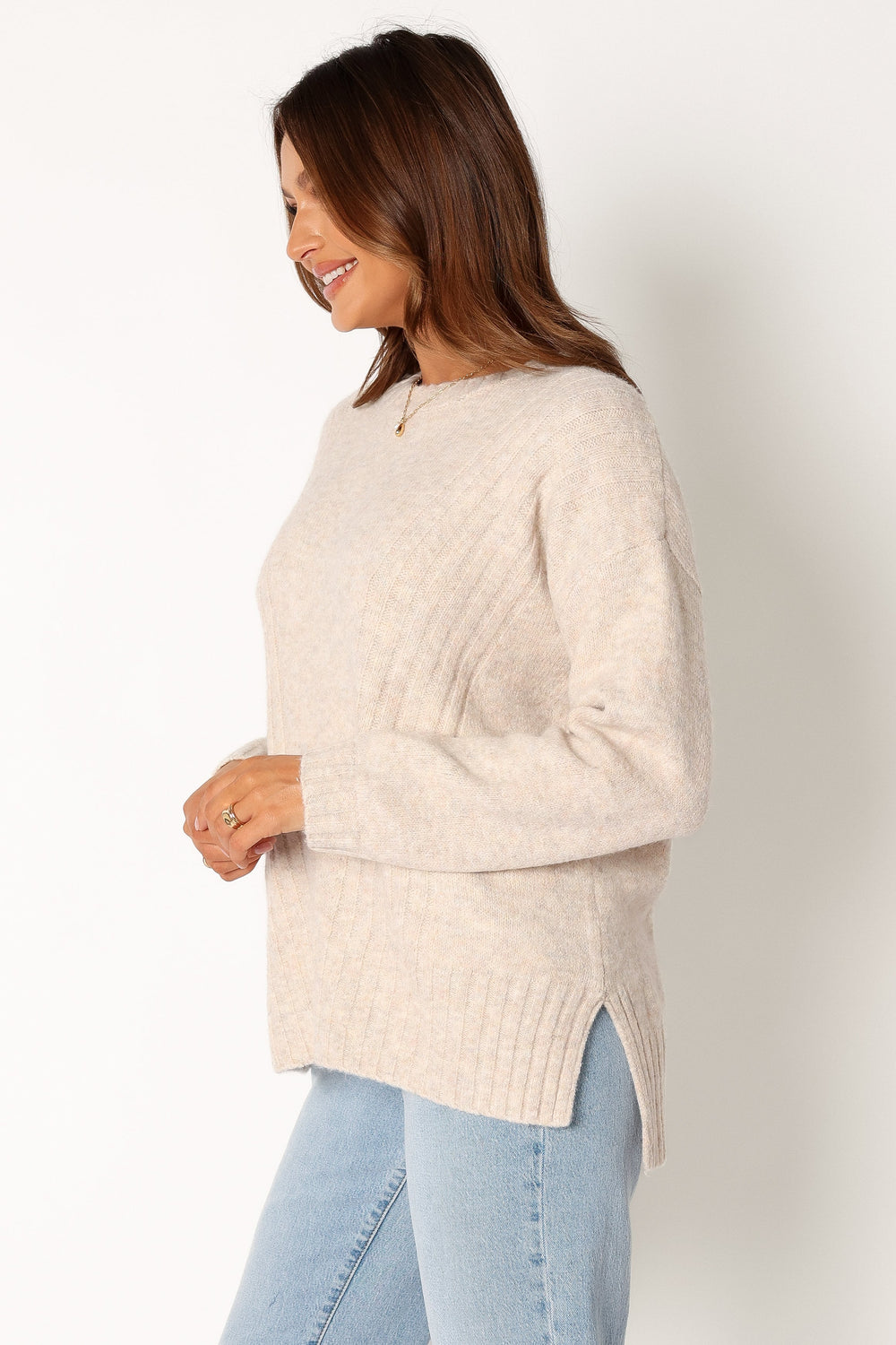 Petal and Pup USA KNITWEAR Meilani Textured Knit Sweater - Oatmeal