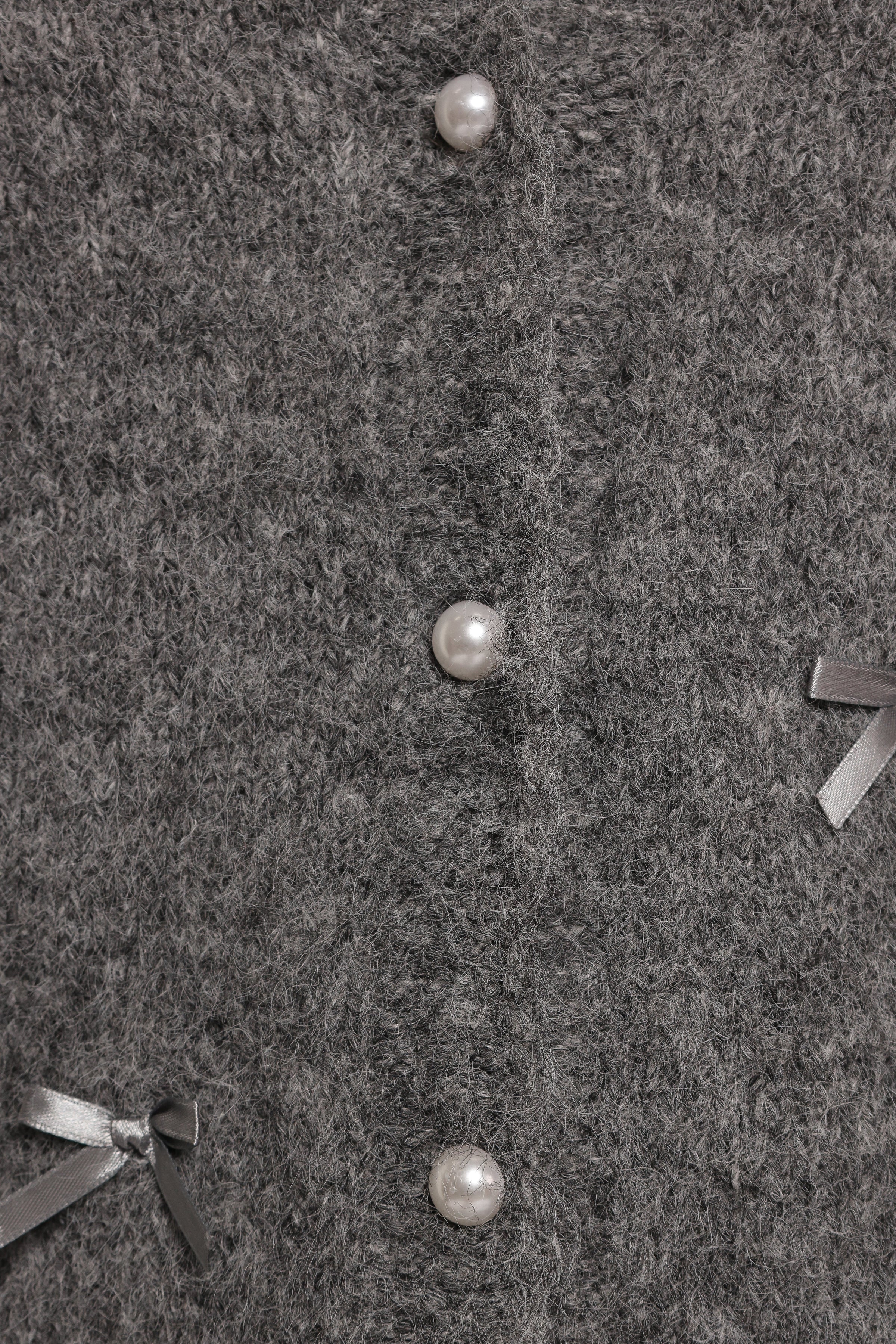 Petal and Pup USA KNITWEAR Mellie All Over Bow Button Front Cardigan - Grey