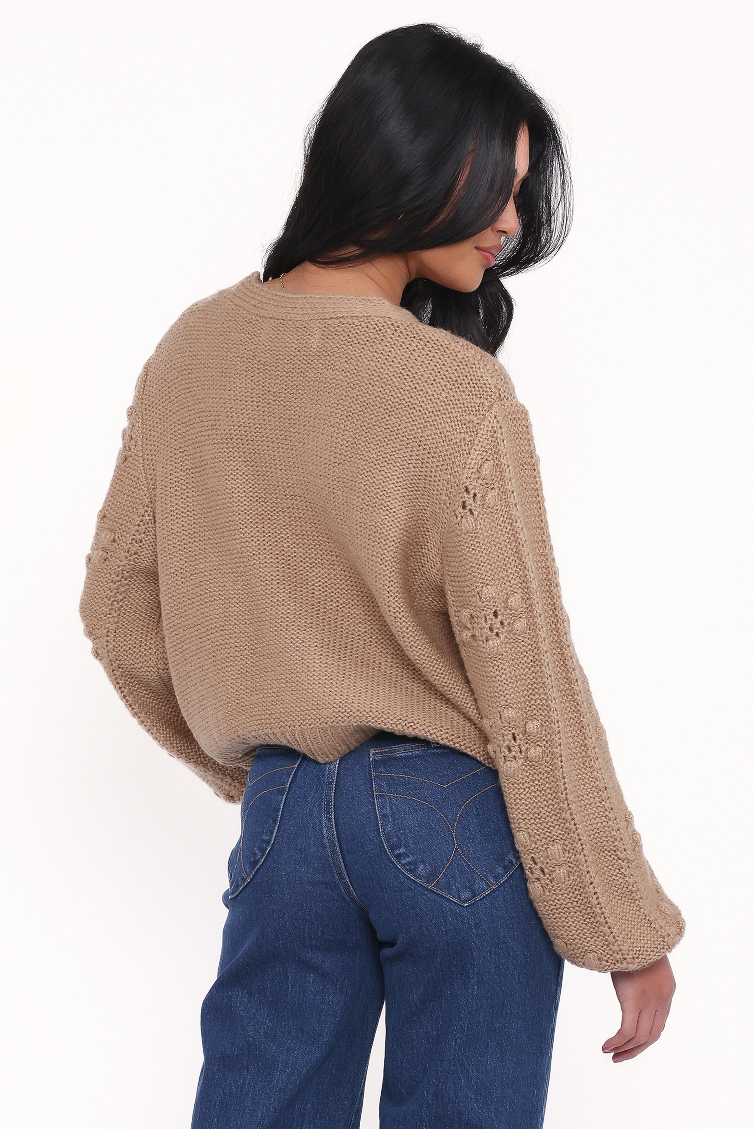 Petal and Pup USA KNITWEAR Melody Textured Button Up Cardigan - Mushroom