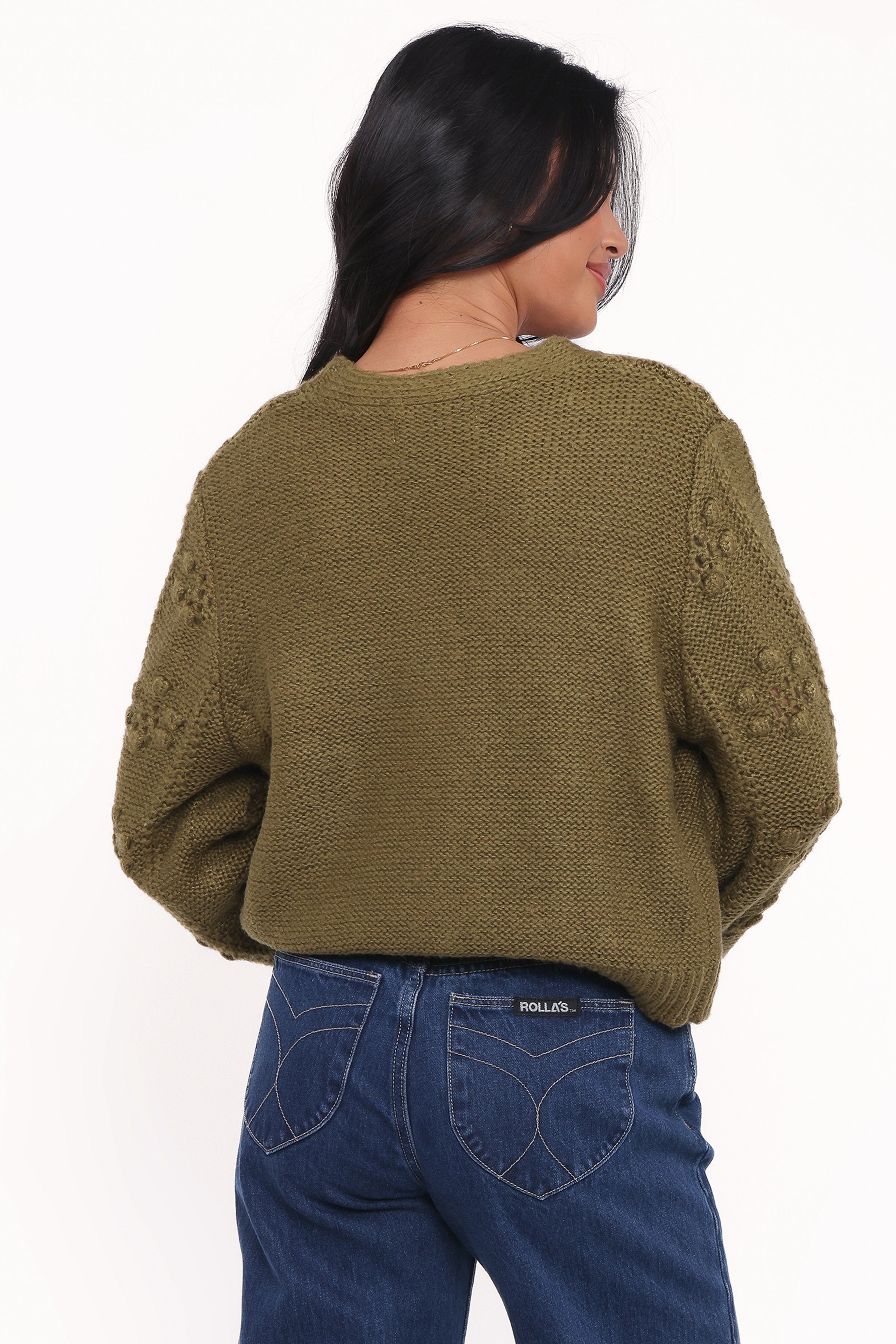 Petal and Pup USA KNITWEAR Melody Textured Button Up Cardigan - Olive