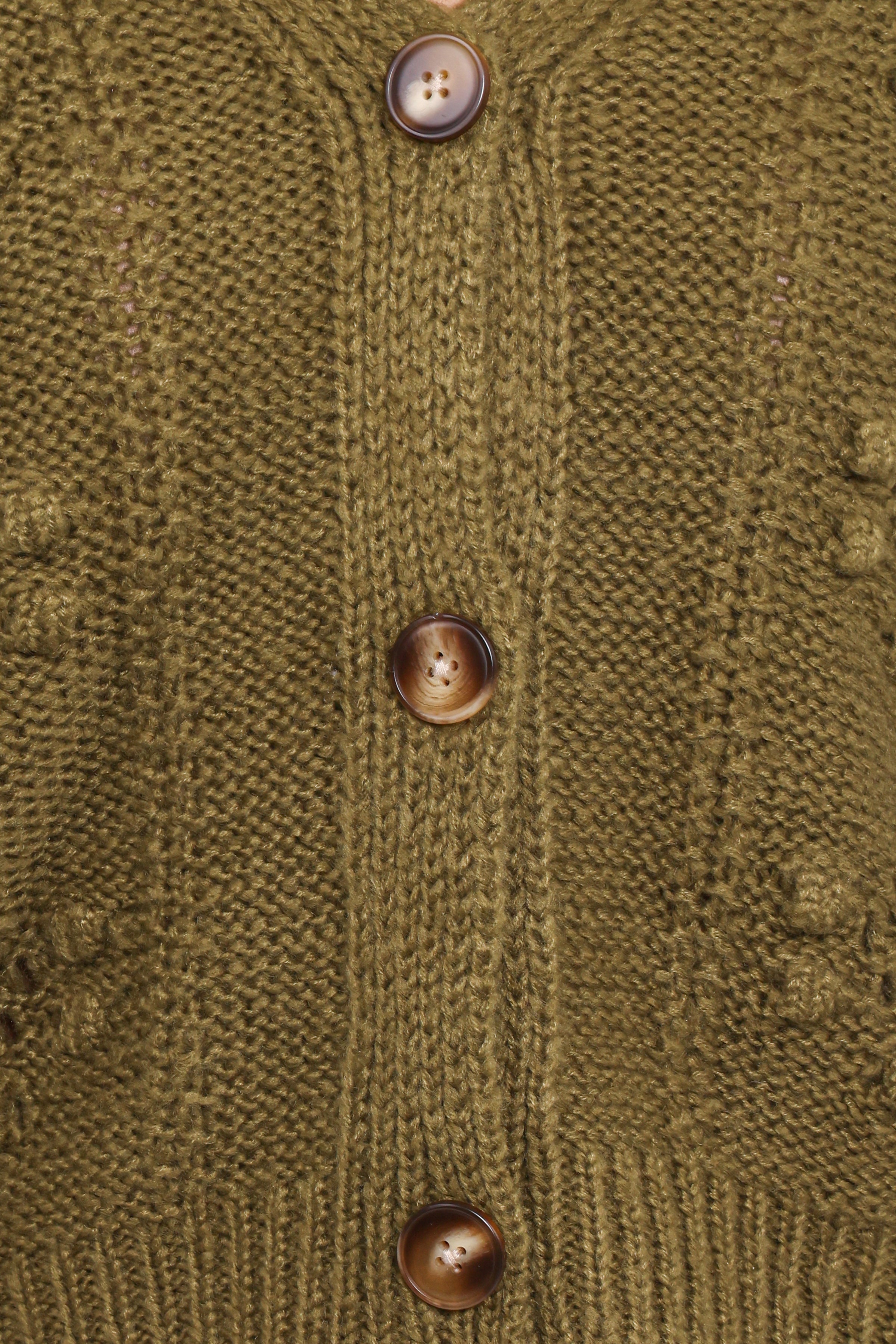 Petal and Pup USA KNITWEAR Melody Textured Button Up Cardigan - Olive