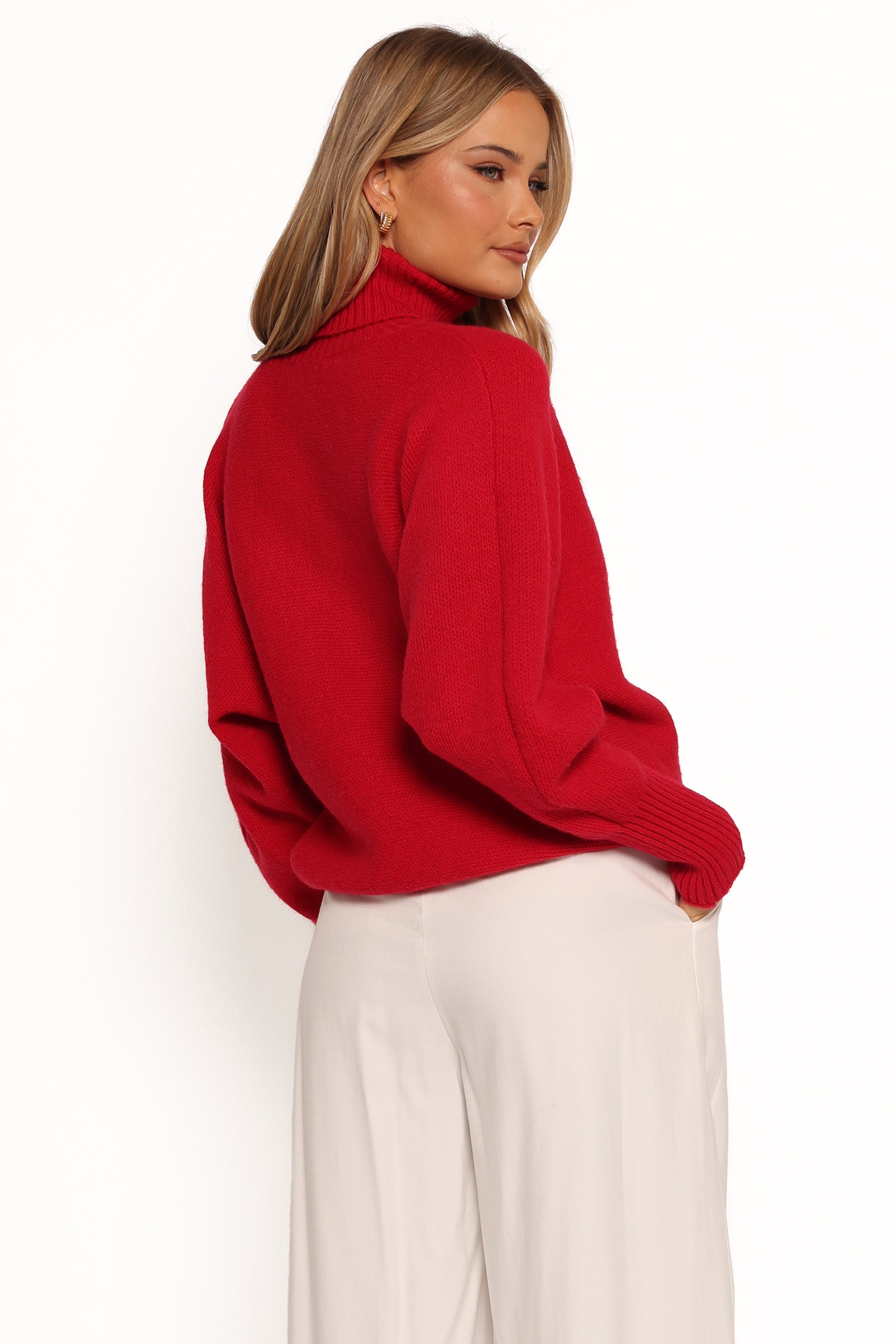 Petal and Pup USA KNITWEAR Merry Turtleneck Knit Sweater - Red/White