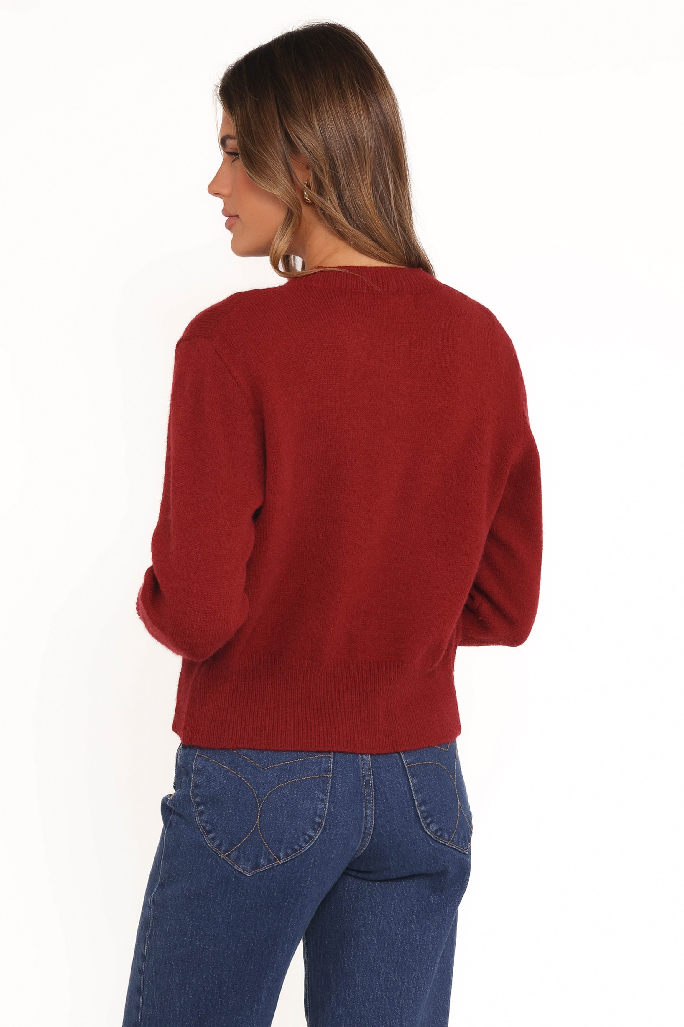 Petal and Pup USA KNITWEAR Middleton Mini Bow Cardigan - Wine