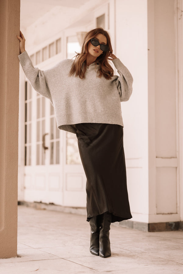 Petal and Pup USA KNITWEAR Miranda Knit Sweater - Grey