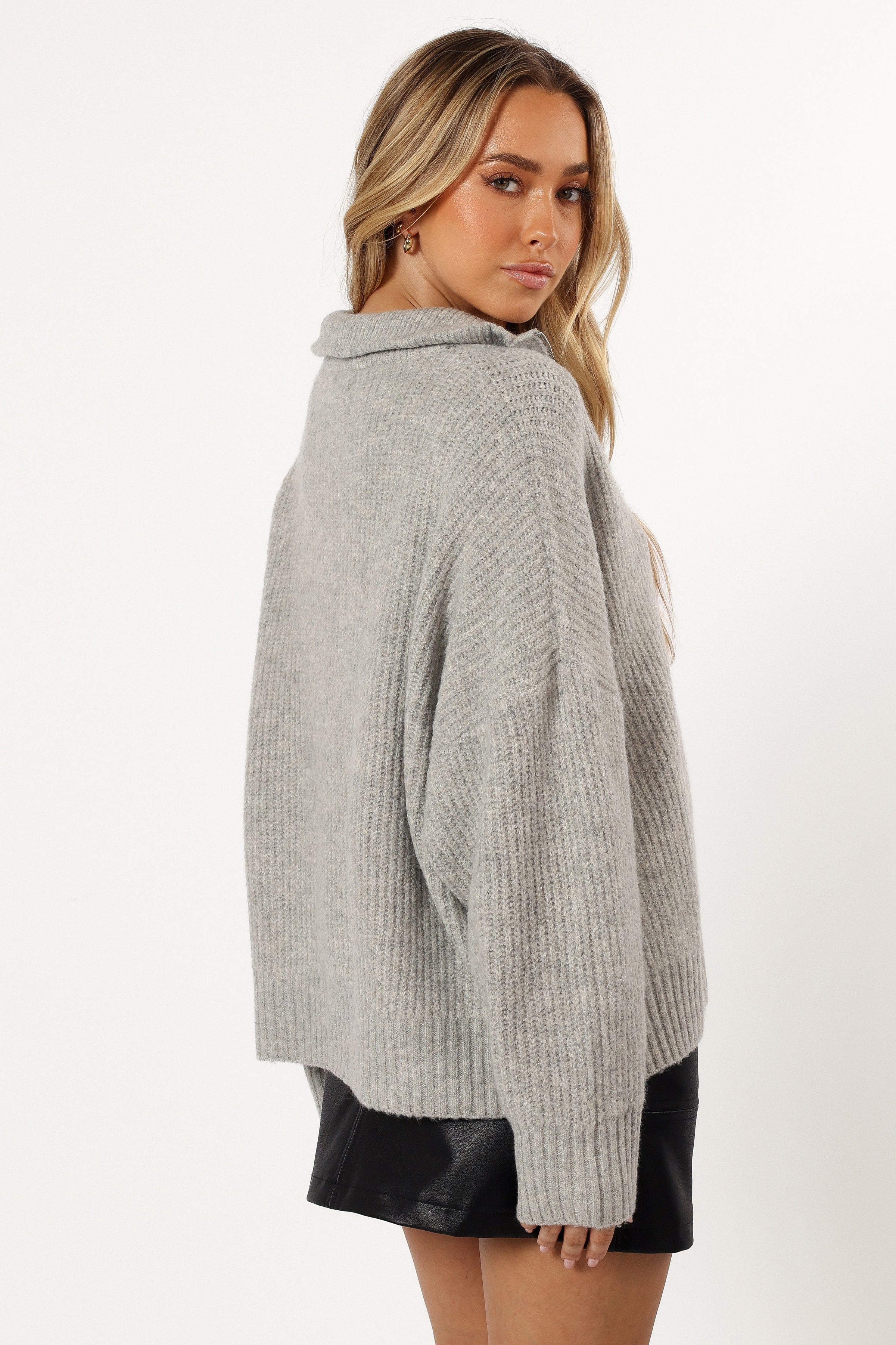 Petal and Pup USA KNITWEAR Miranda Knit Sweater - Grey