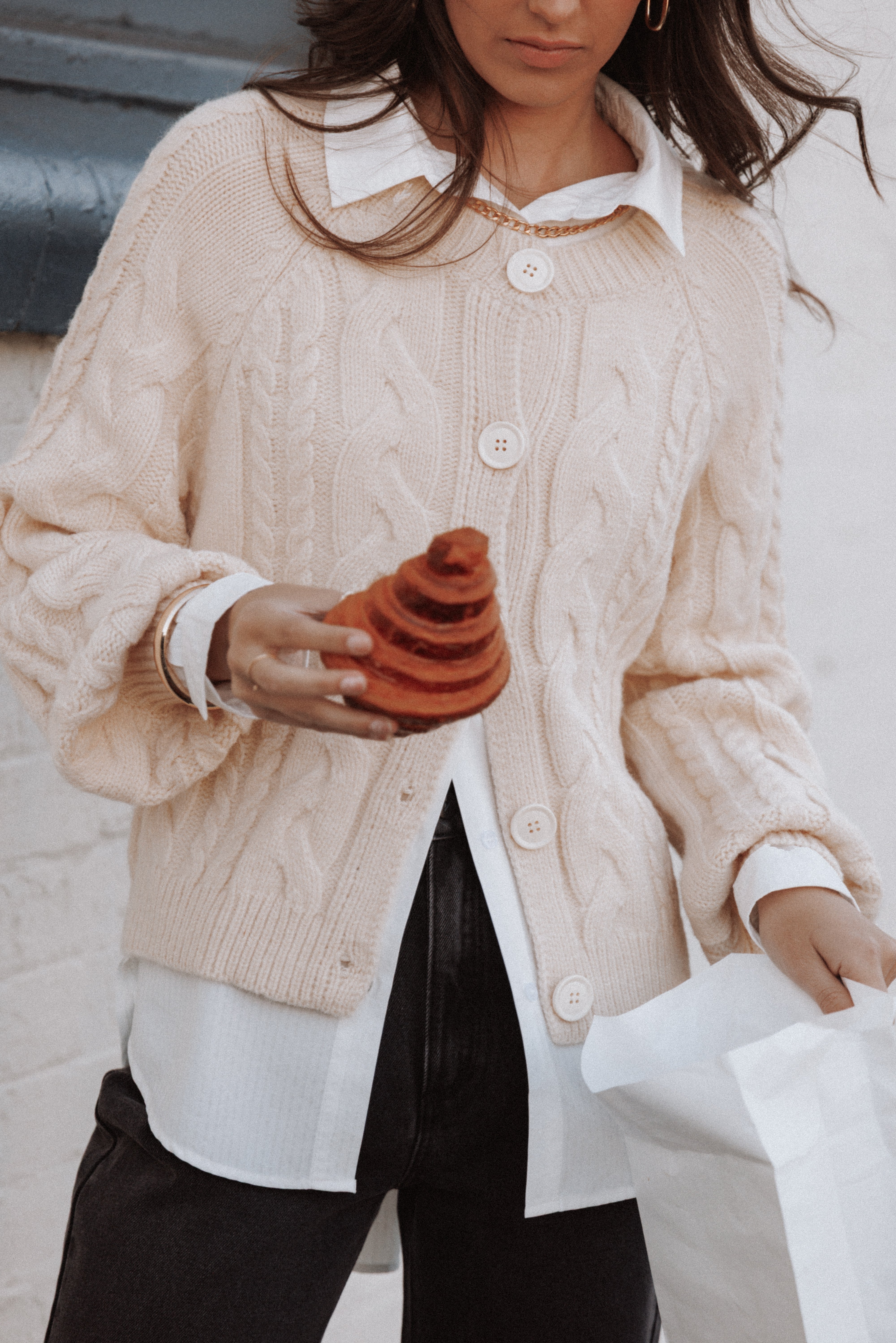 Petal and Pup USA KNITWEAR Nika Cable Knit Cardigan - Taupe