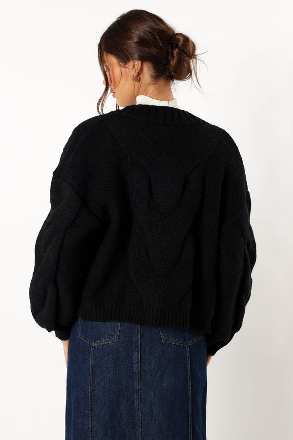 Petal and Pup USA KNITWEAR Oaklee Large Knit Back Cardigan - Black