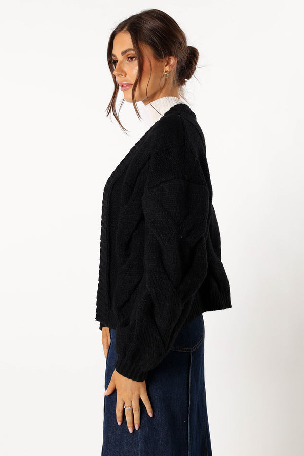 Petal and Pup USA KNITWEAR Oaklee Large Knit Back Cardigan - Black