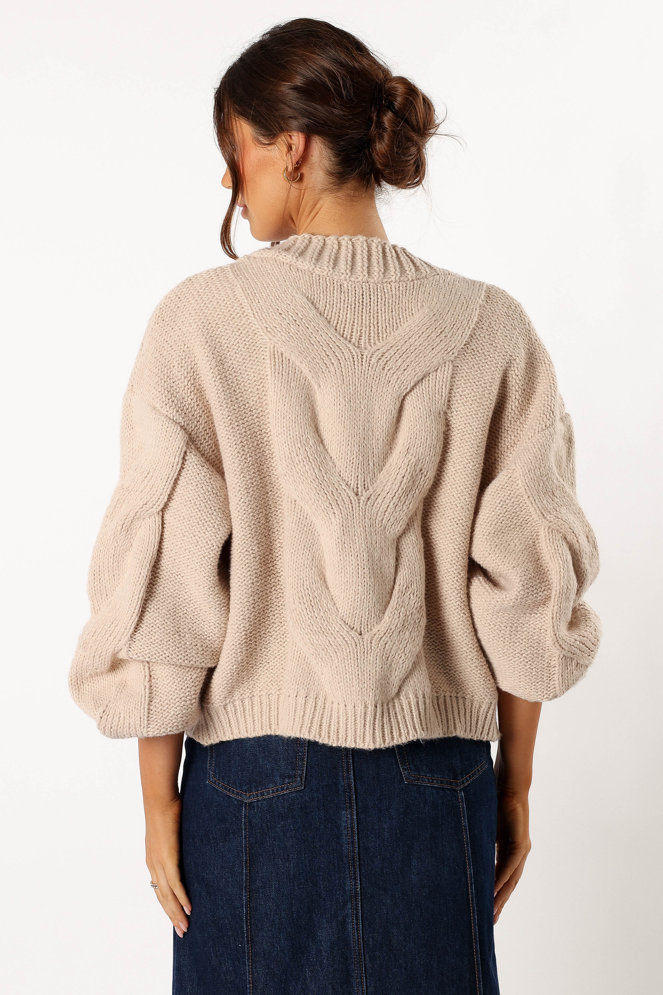 Oaklee Large Knit Back Cardigan Tan Petal Pup USA