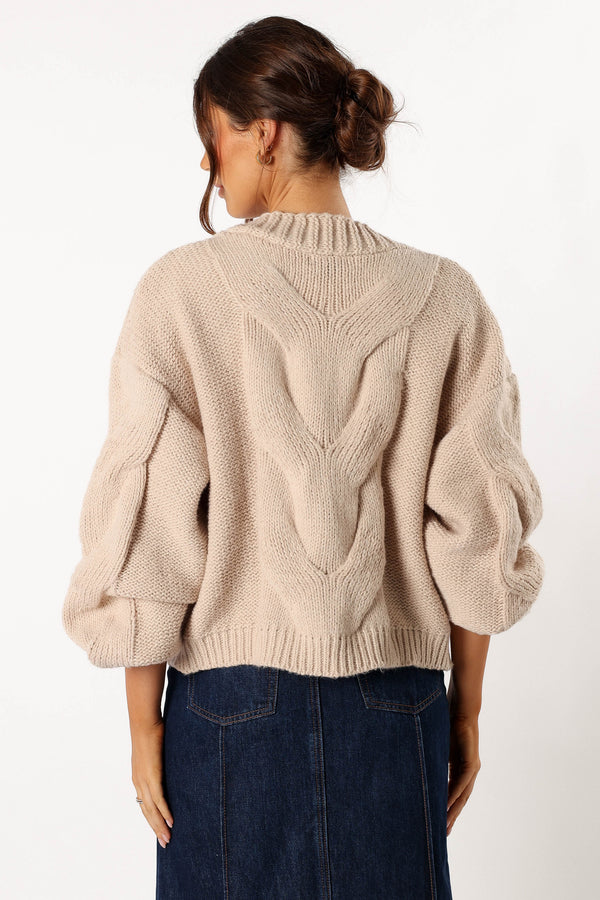 Petal and Pup USA KNITWEAR Oaklee Large Knit Back Cardigan - Tan