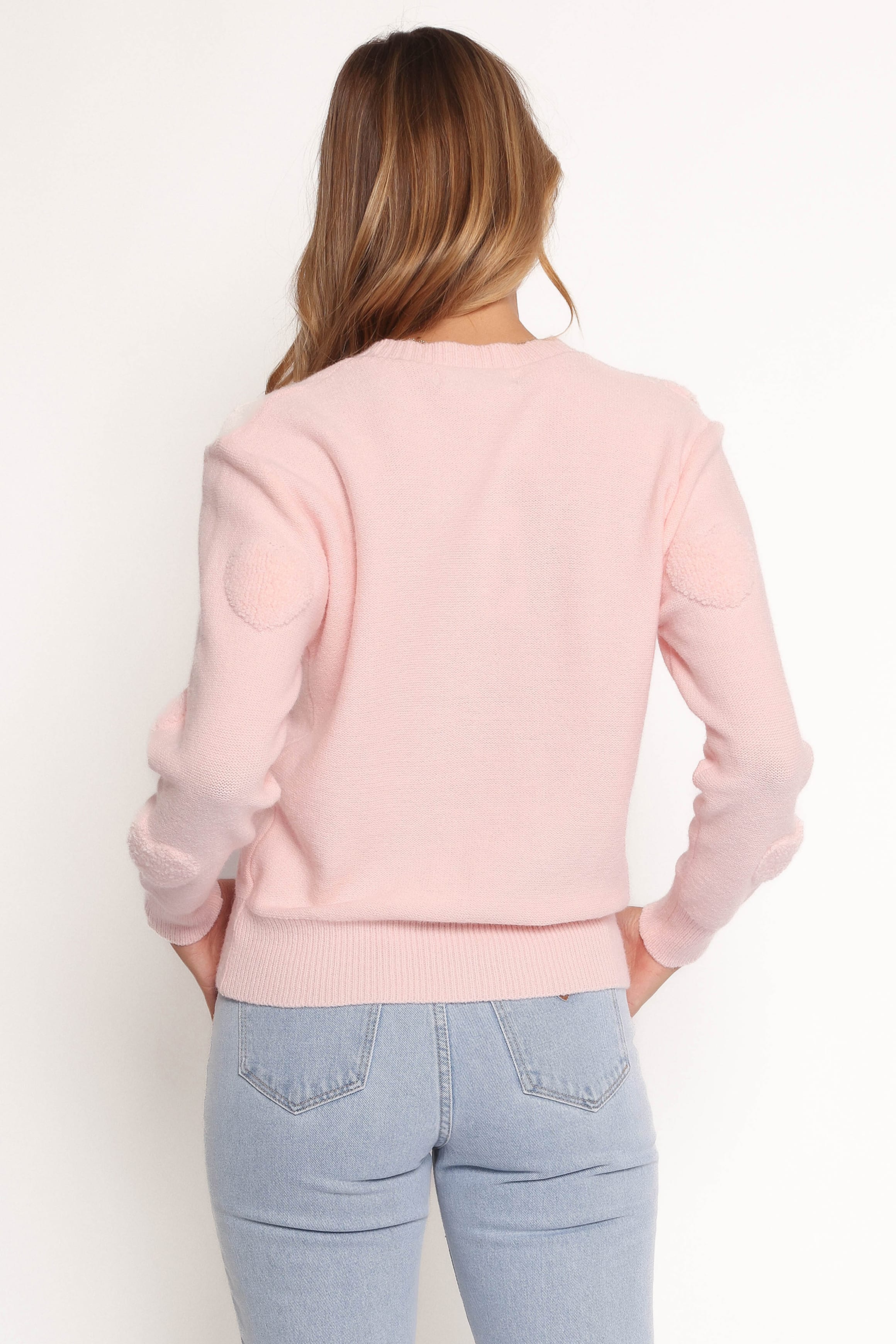 Petal and Pup USA KNITWEAR Orlenda Heart Knit Sweater - Pale Pink